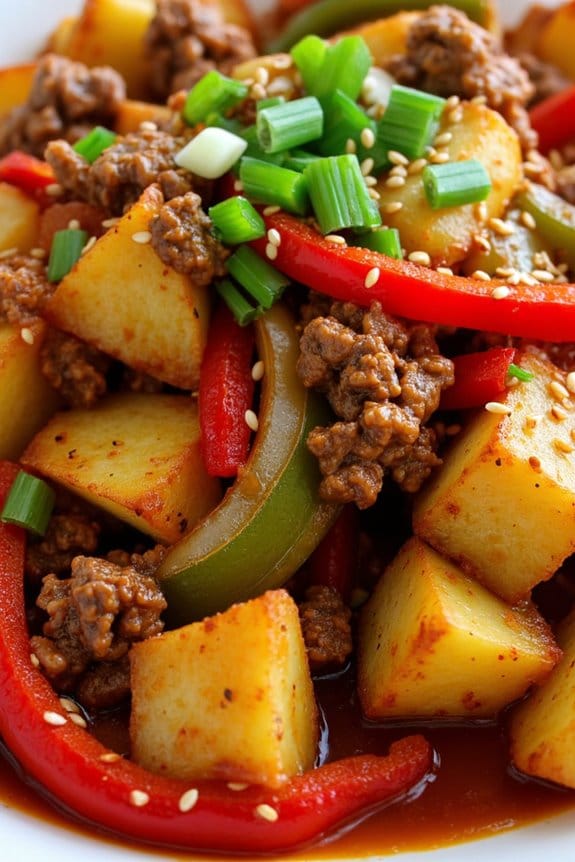 spicy pork potato stir fry