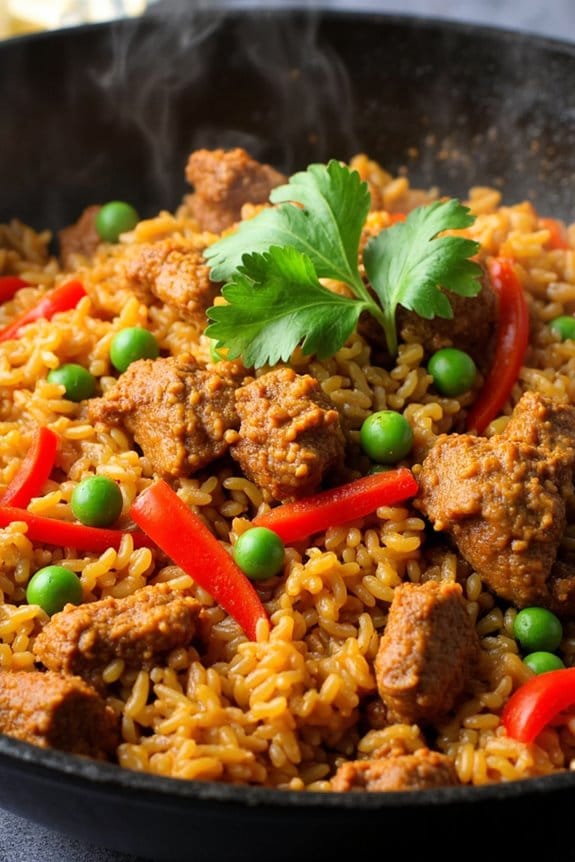 spicy pork rice skillet