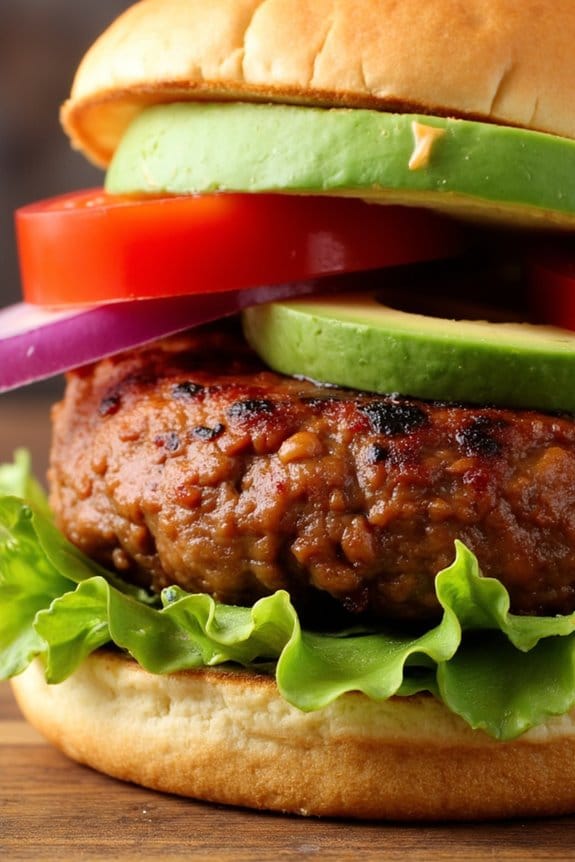 sriracha avocado pork burger