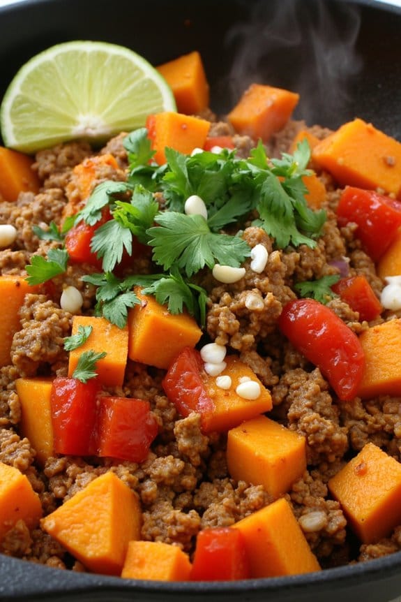 sweet potato spicy pork skillet