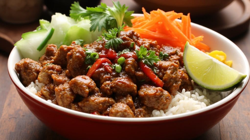 trendy ground pork bowls