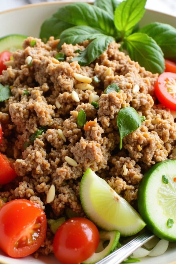 vibrant pork lime noodle salad