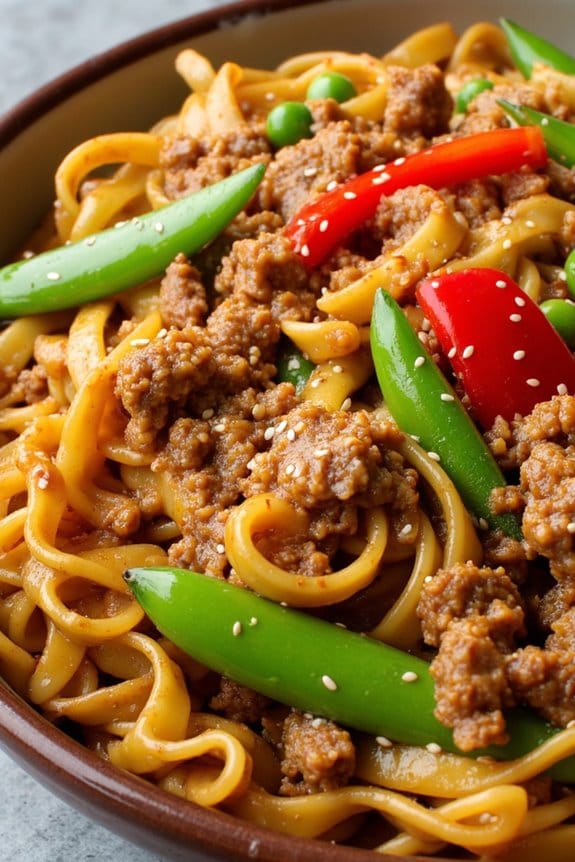 zesty garlic ginger pork noodles