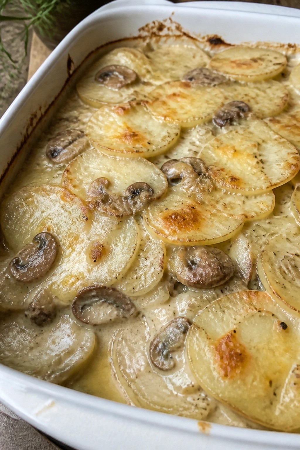 Creamy Mushroom and Swiss Potato Casserole