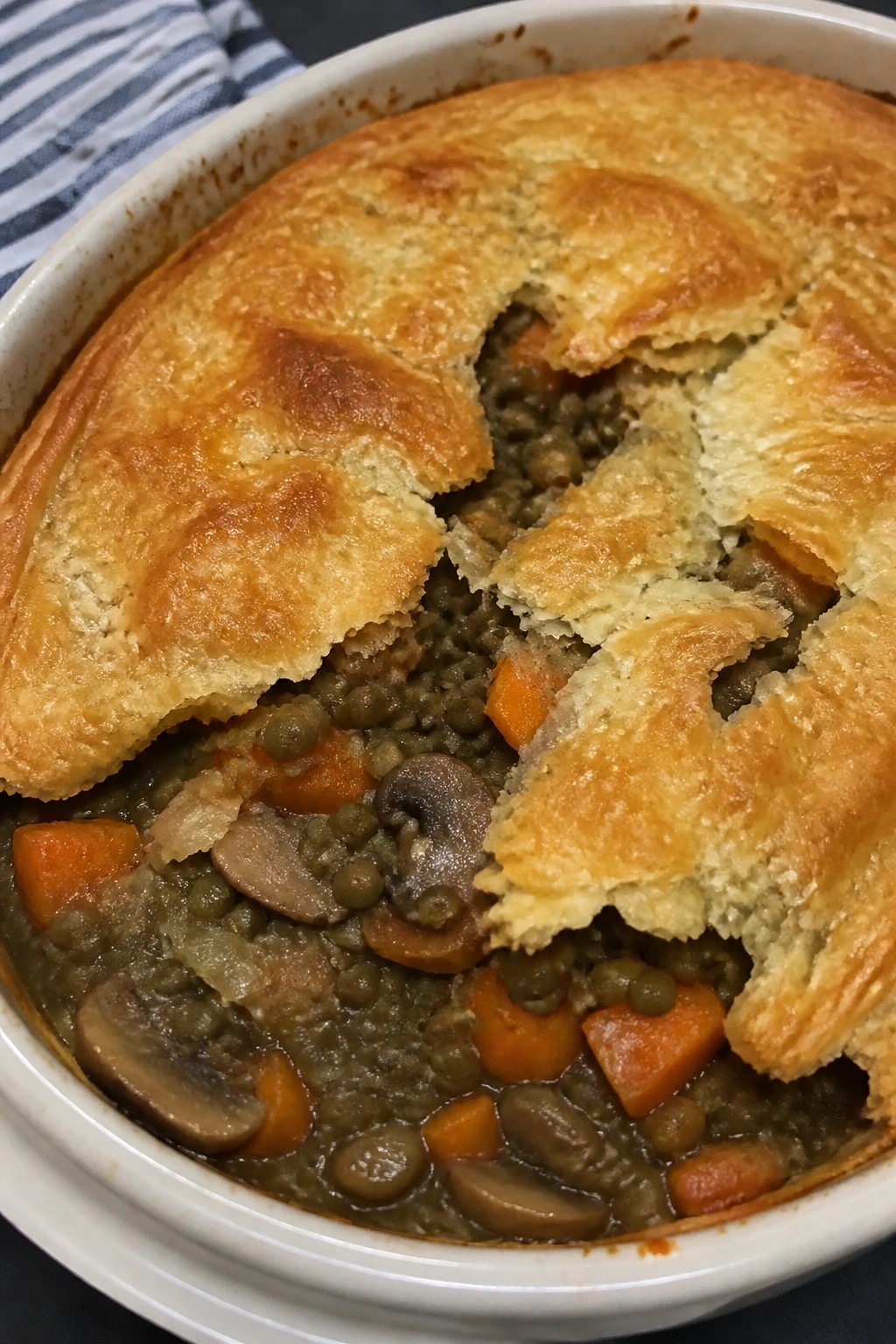 Lentil, Carrot, and Mushroom Pot Pie Casserole