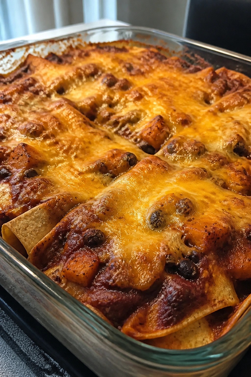 Spicy Sweet Potato and Black Bean Enchilada Casserole