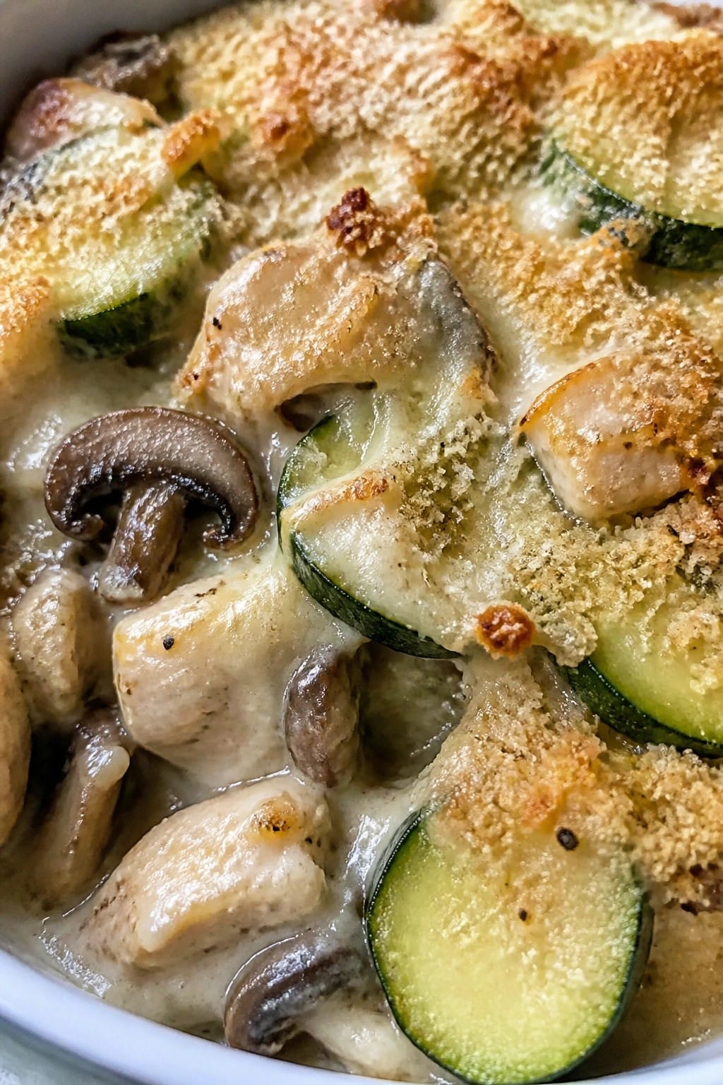 Creamy Chicken Mushroom Zucchini Casserole