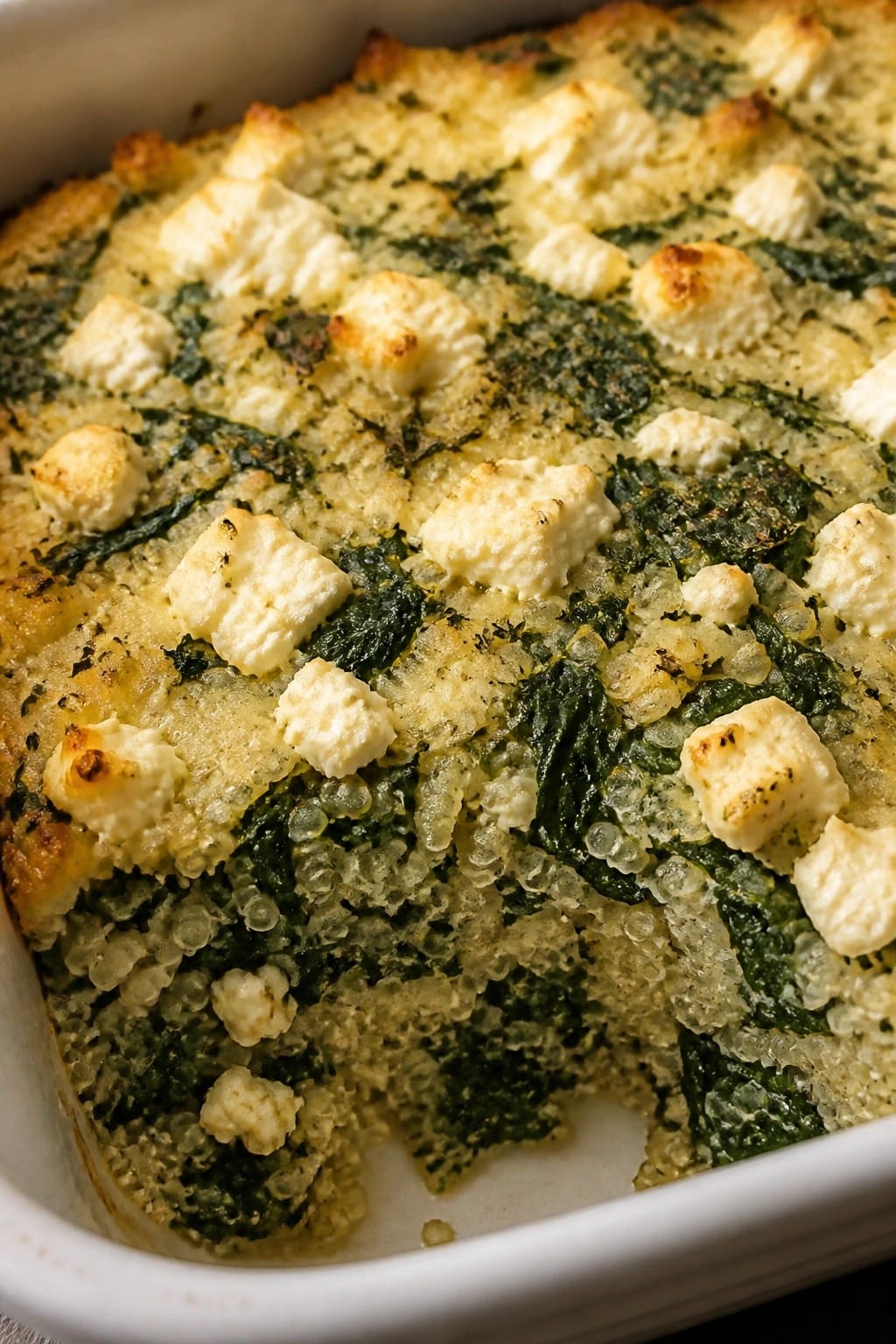 Greek Feta Spinach and Quinoa Casserole