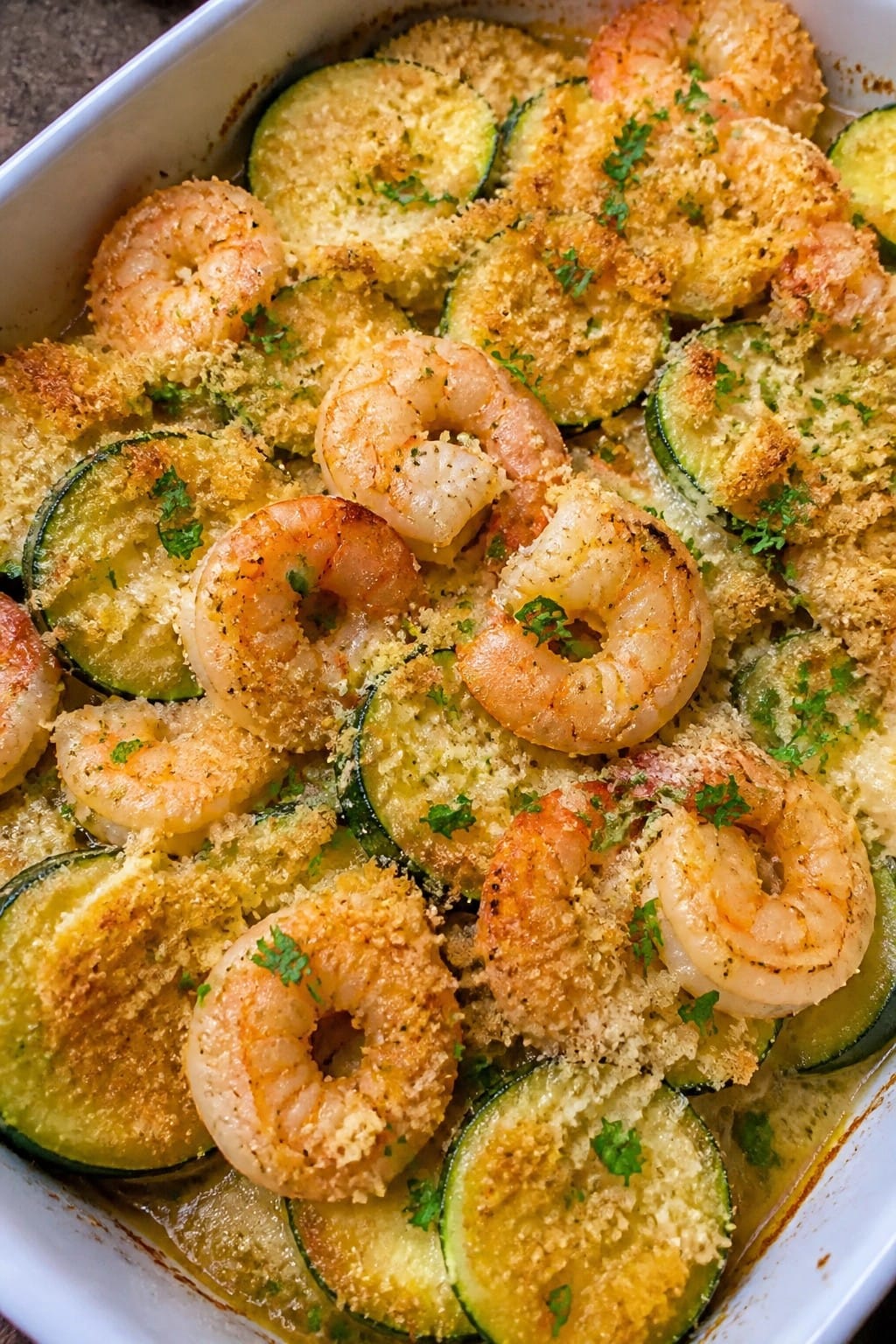 Lemon Garlic Shrimp Zucchini Bake