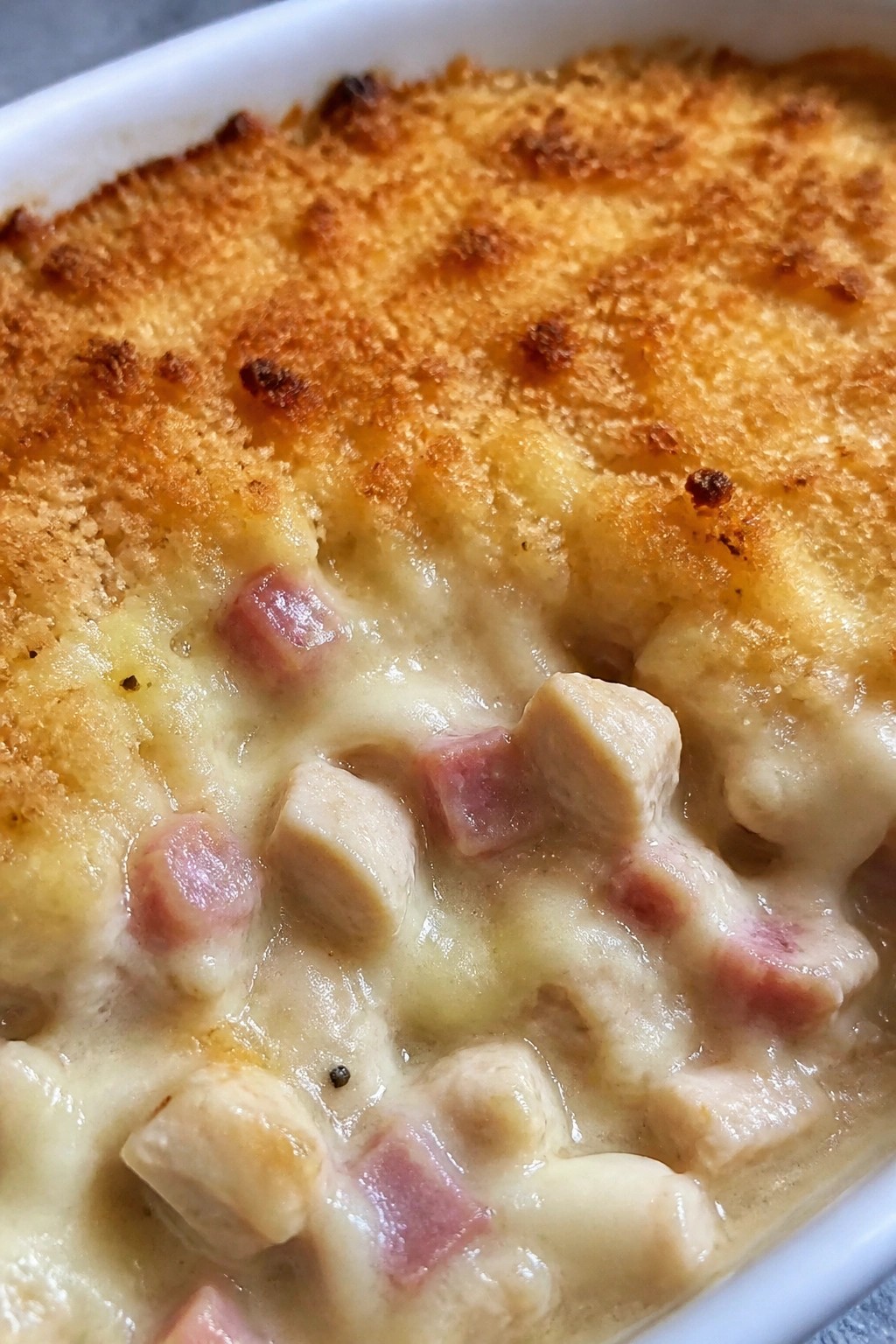 Chicken Cordon Bleu Casserole with Ham and Swiss