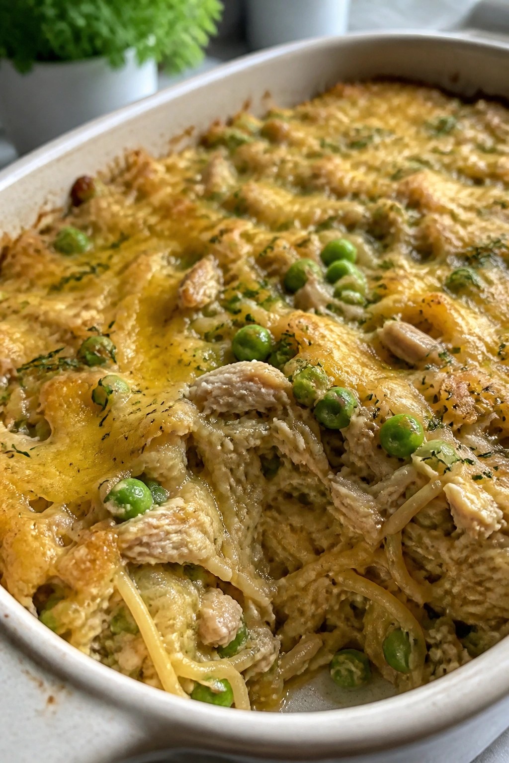 Tuna Pea and Brown Rice Noodle Casserole