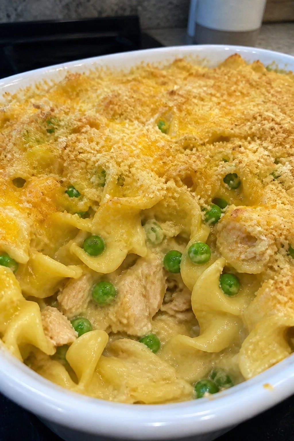 Cheesy Tuna Noodle Casserole with Peas
