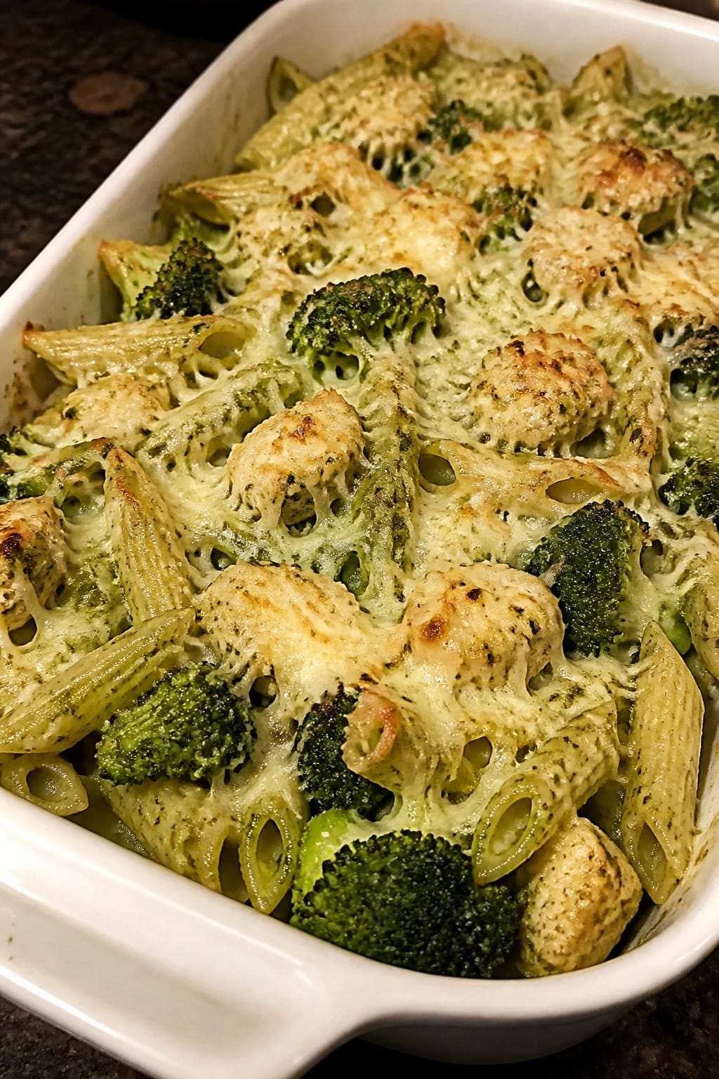 Pesto Chicken and Broccoli Pasta Casserole