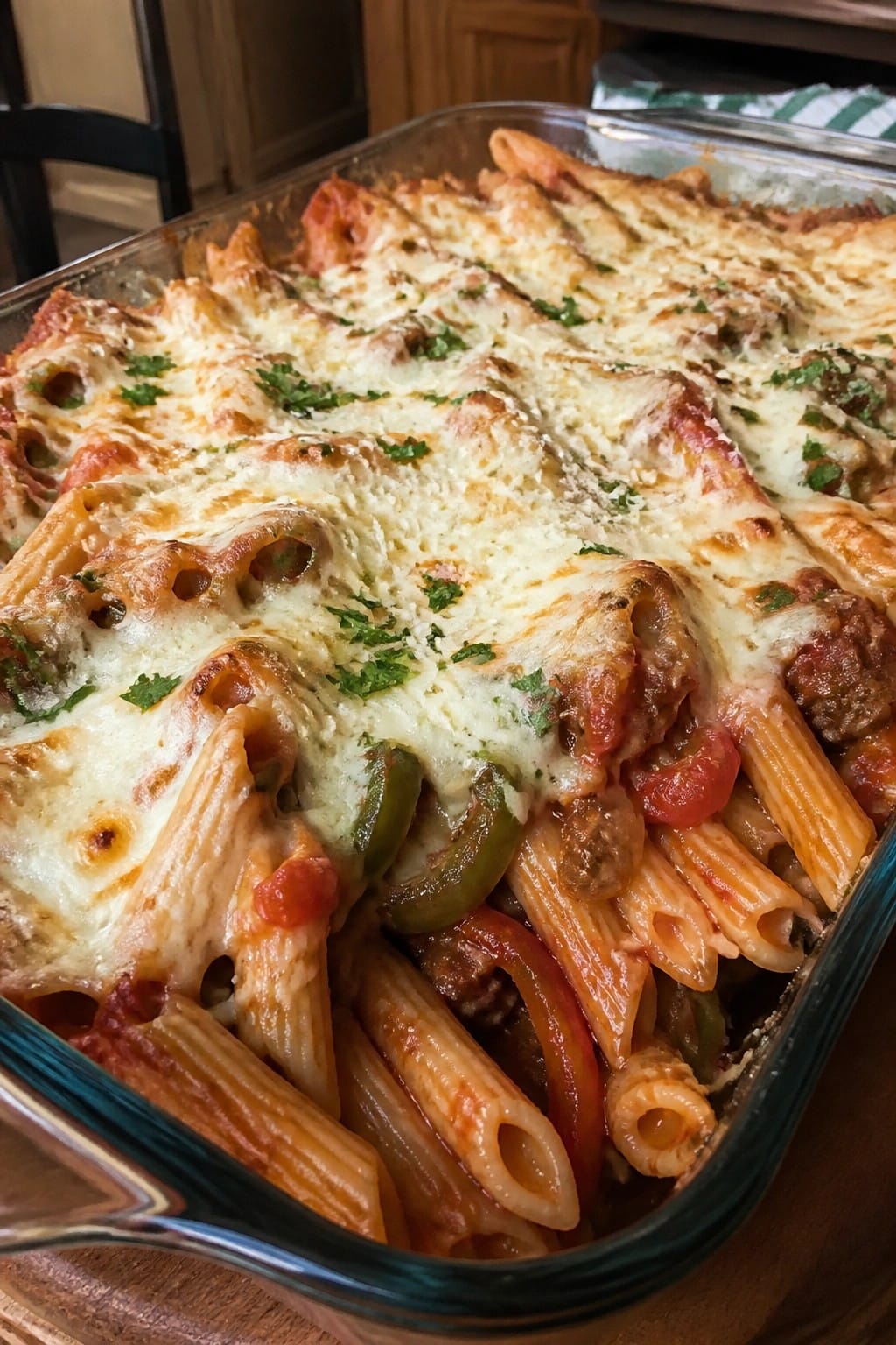 Spicy Italian Sausage and Pepper Pasta Casserole