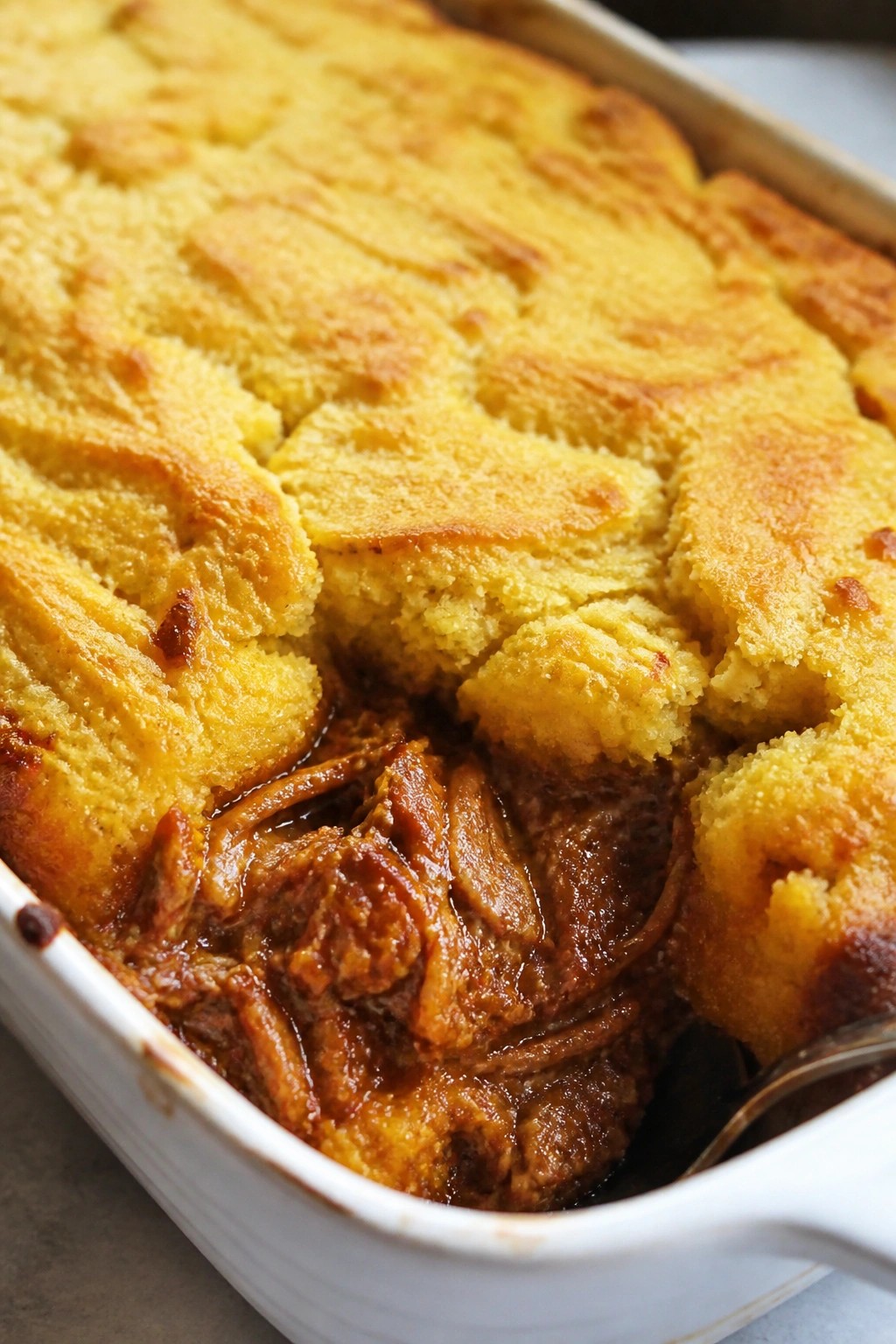 BBQ Pulled Pork Cornbread Casserole