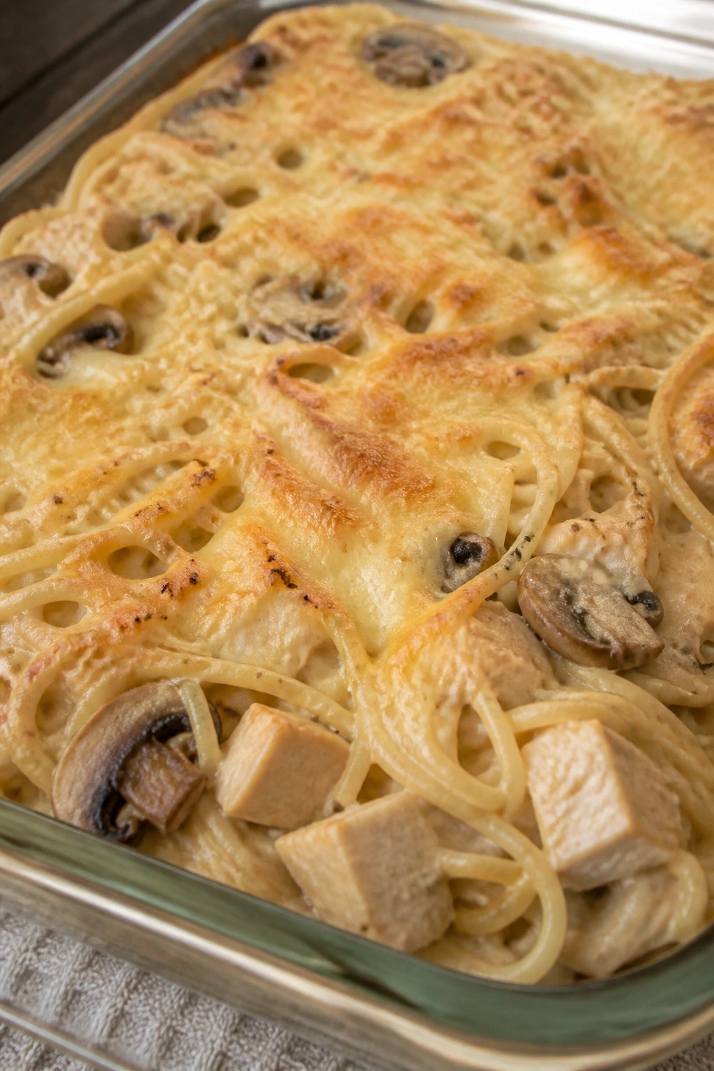 Turkey Tetrazzini with Mushrooms and Parmesan
