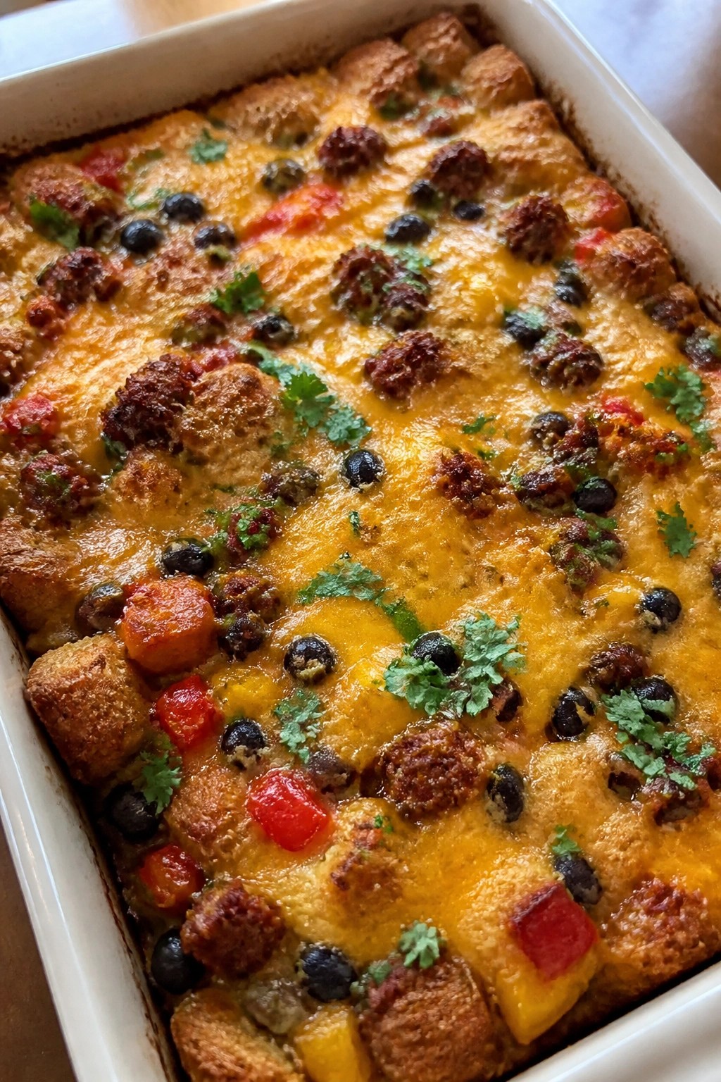 Chorizo, Black Bean, and Pepper Breakfast Casserole