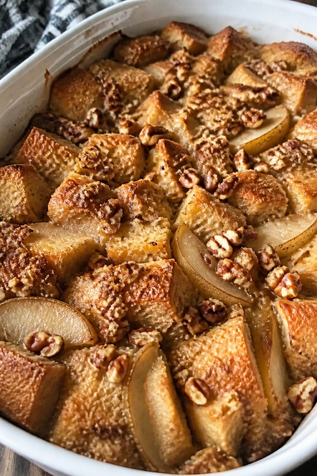 Maple Pecan and Pear Overnight French Toast Casserole