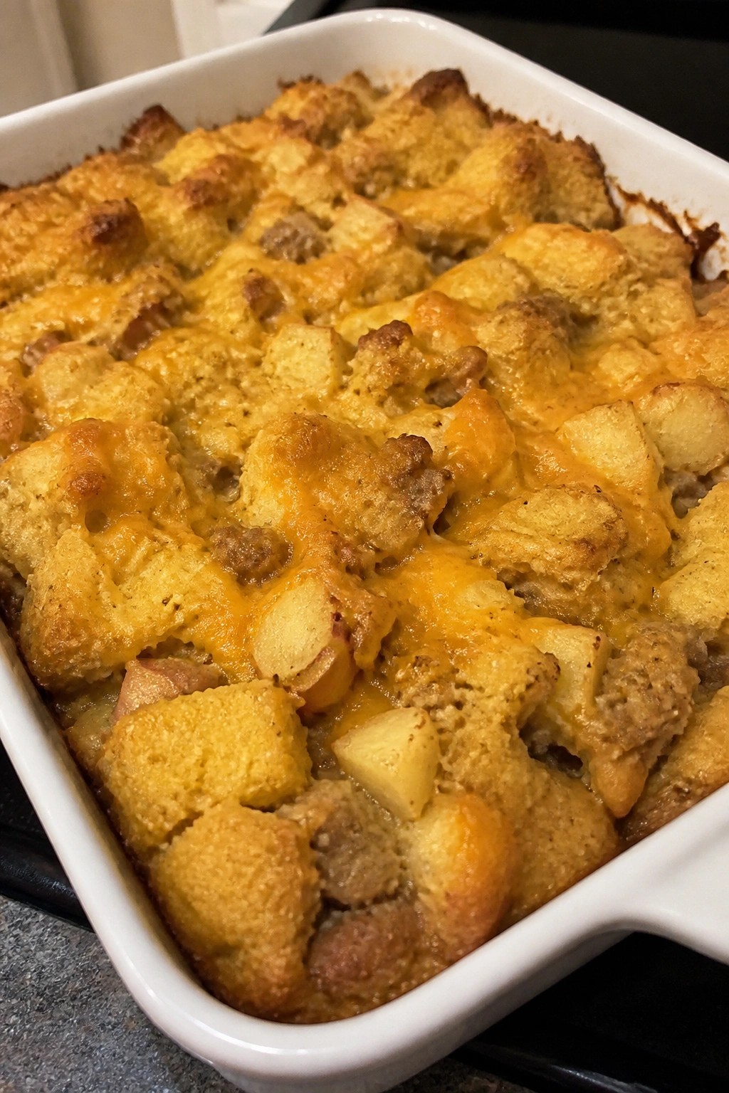 Sausage and Apple Overnight Breakfast Casserole