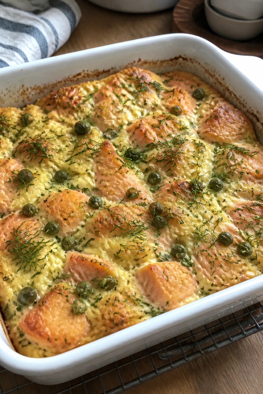 Smoked Salmon Dill and Capers Egg Bake