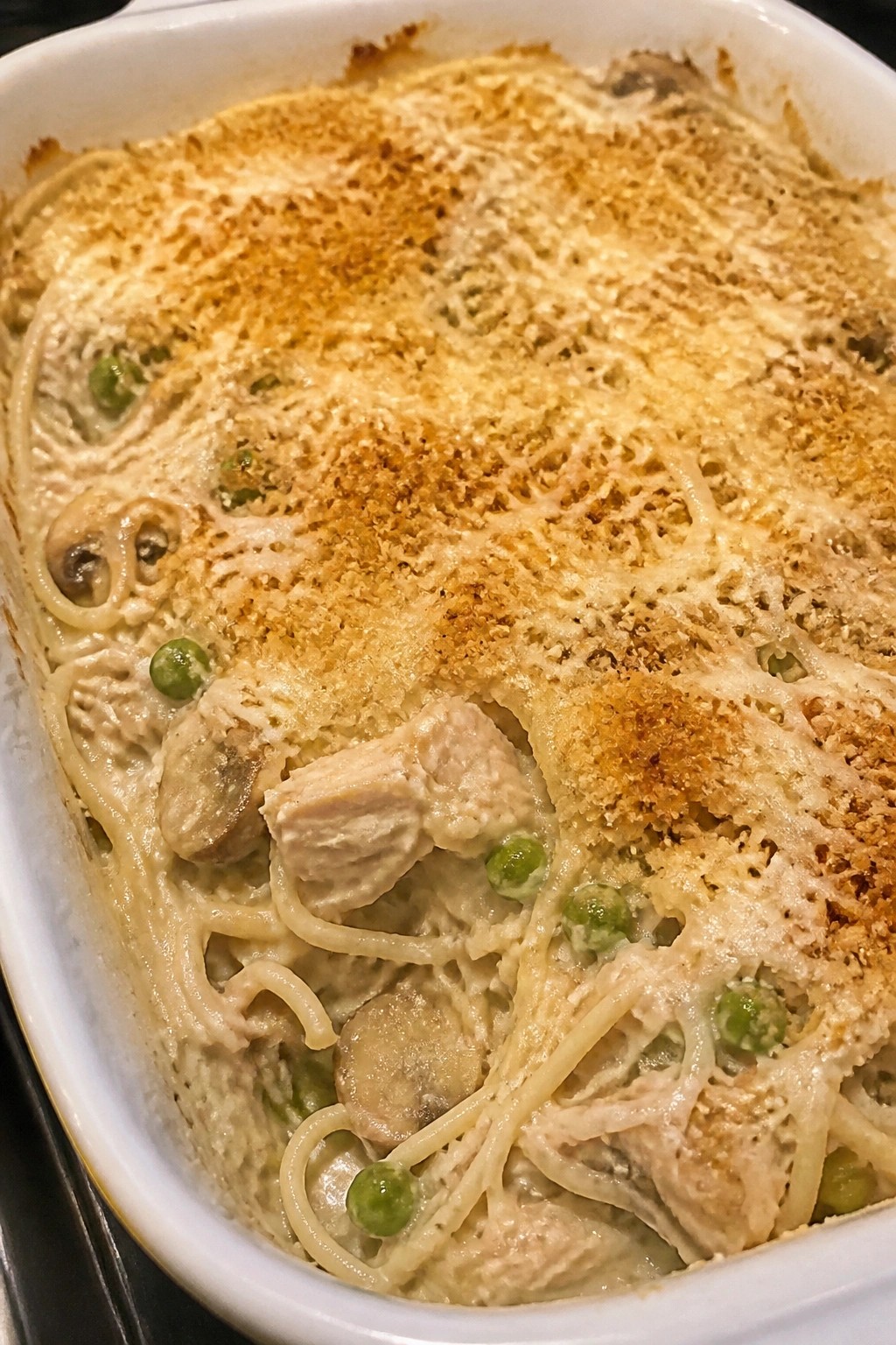 Turkey Tetrazzini with Mushrooms and Peas