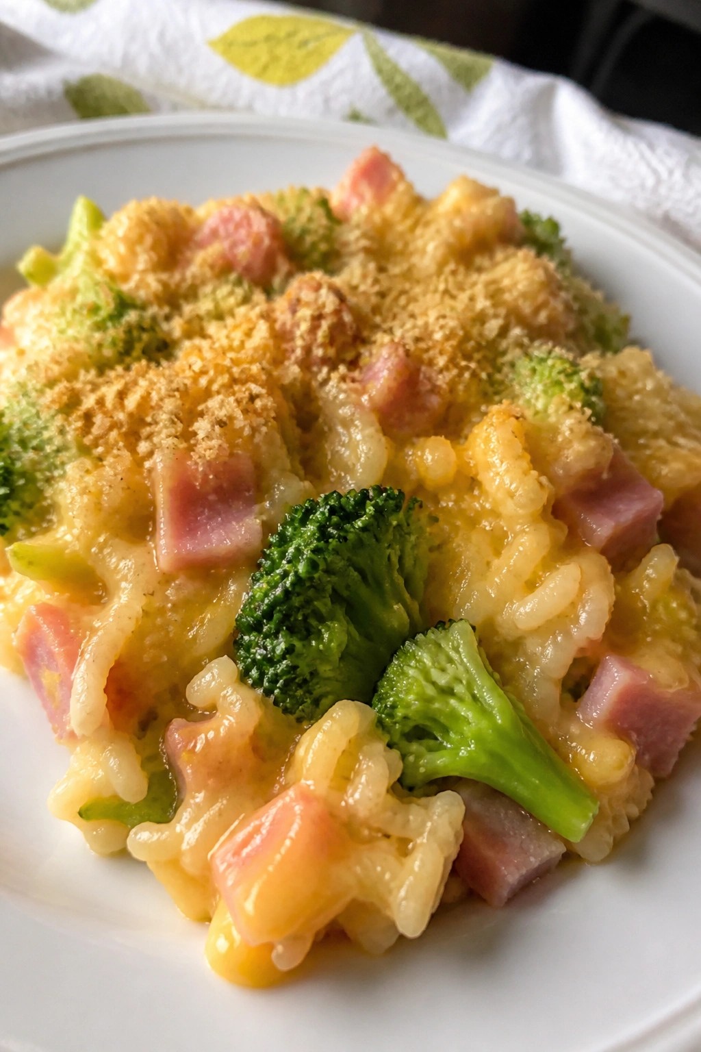 Ham, Broccoli, and Cheddar Rice Casserole