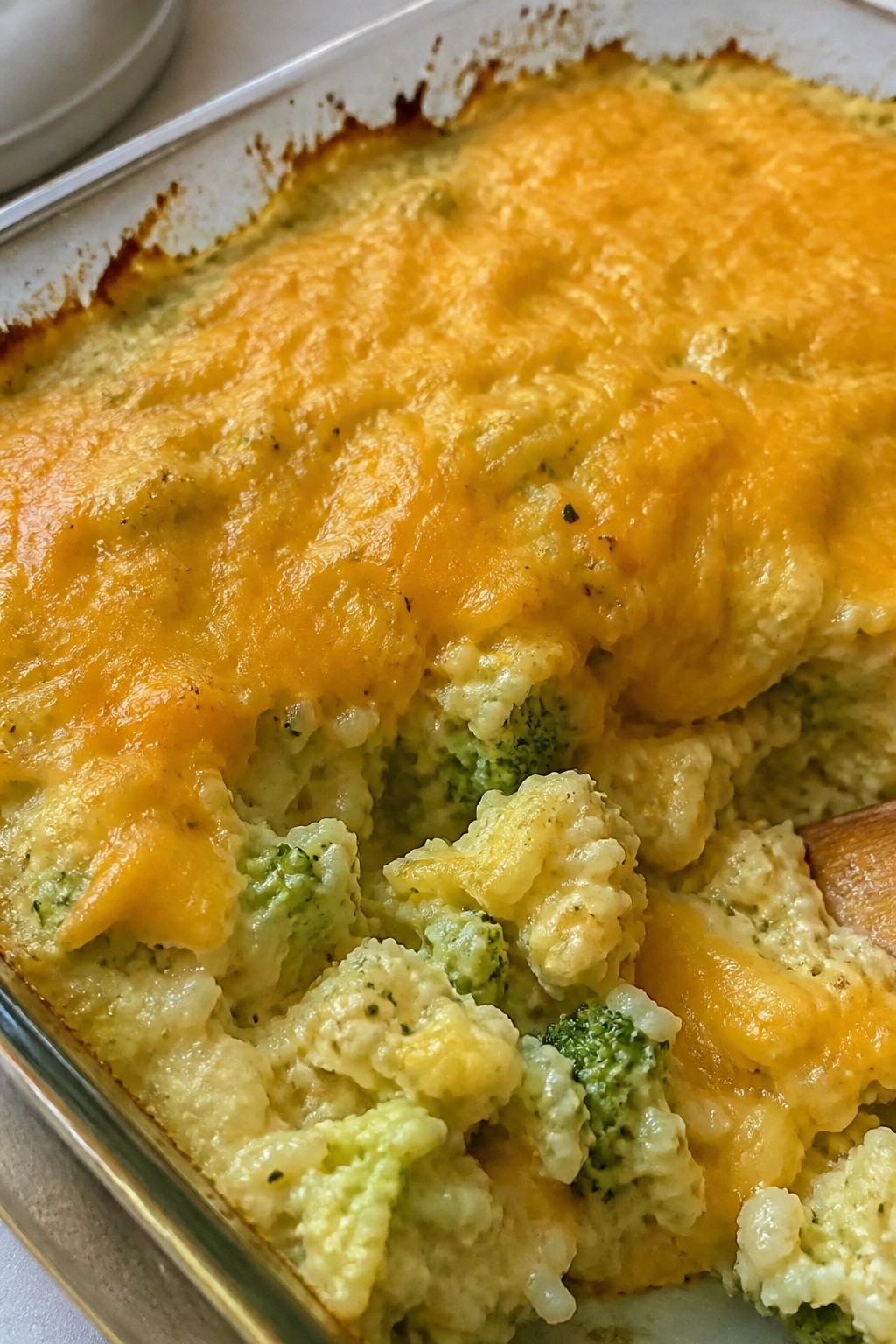 Broccoli Cheddar Cauliflower Rice Casserole