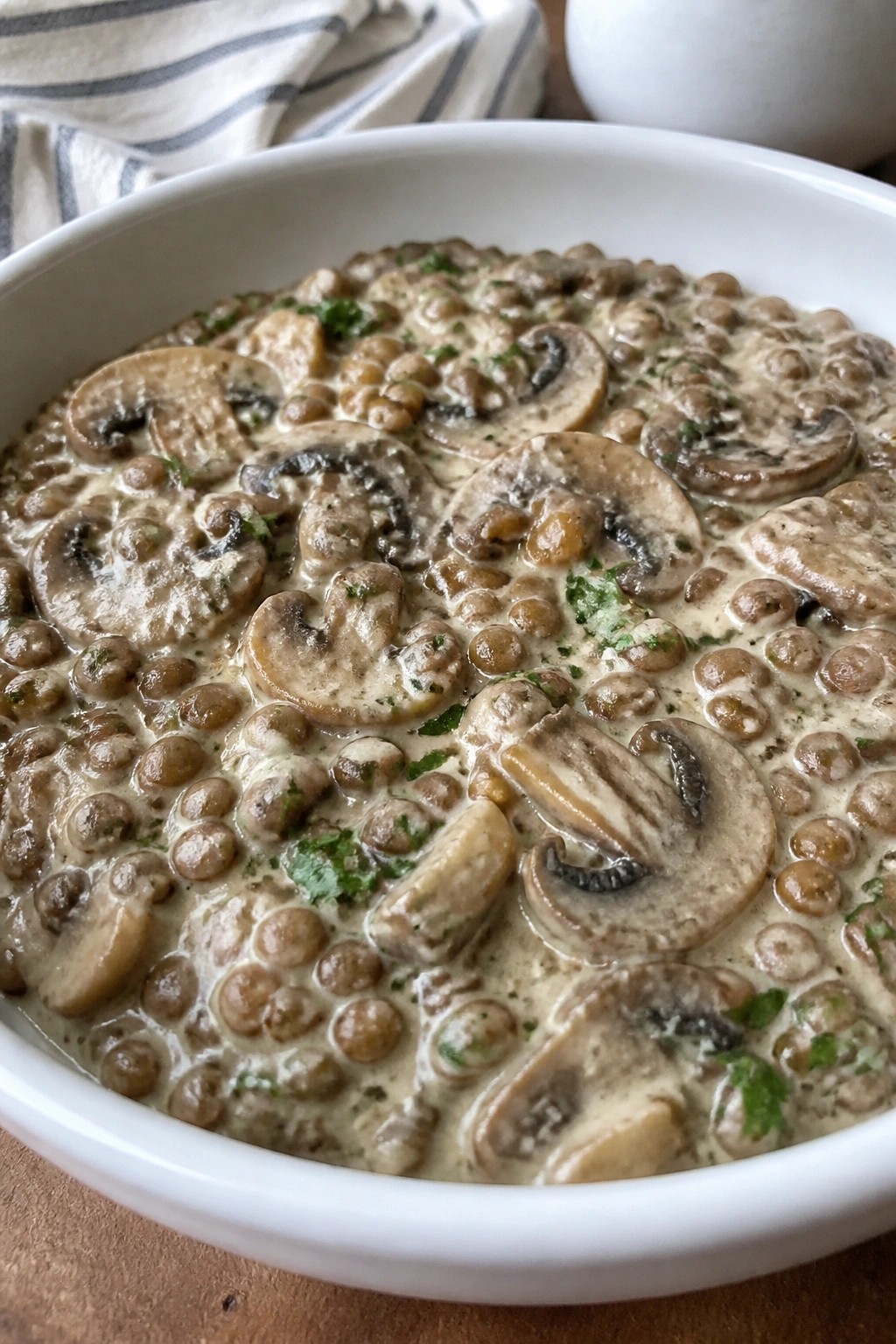 Creamy Mushroom Lentil Casserole