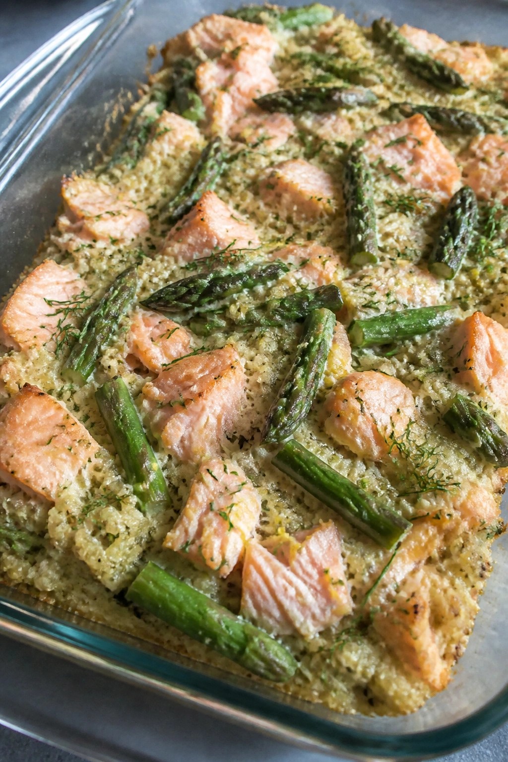 Lemon Dill Salmon Asparagus Casserole