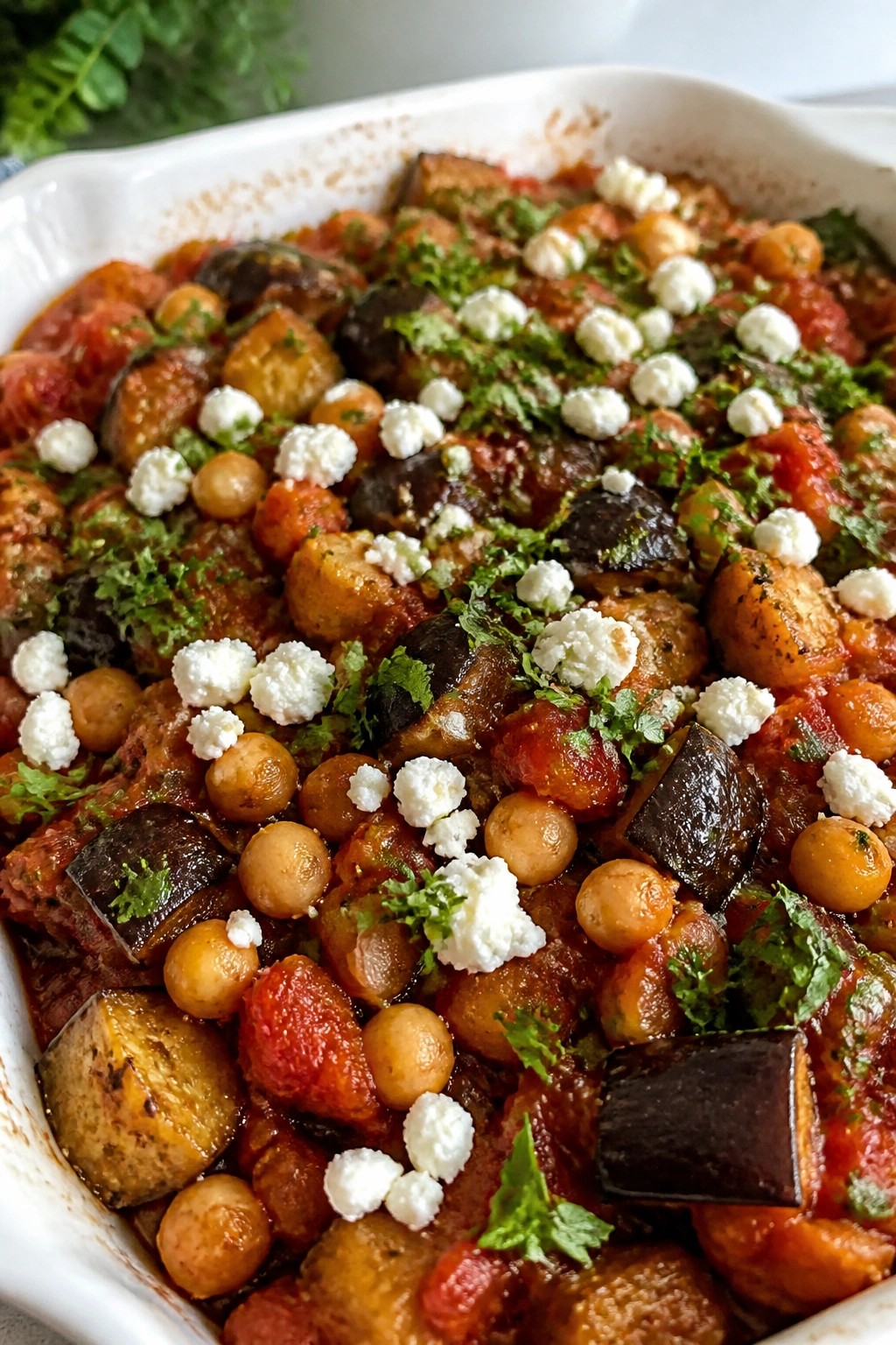 Mediterranean Chickpea Eggplant Bake