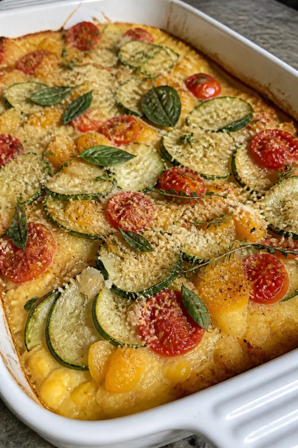 Fresh Corn Polenta Vegetable Gratin