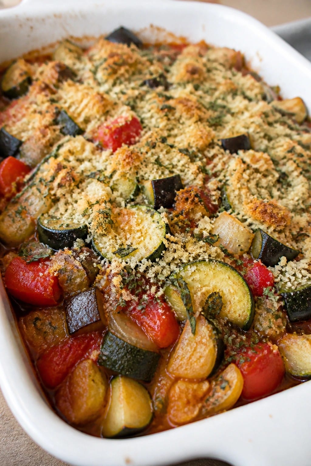 Ratatouille Casserole with Herbed Breadcrumbs