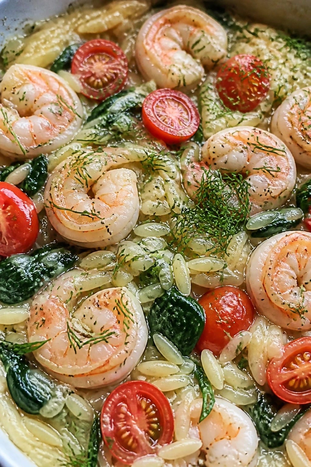 Lemon Dill Shrimp and Orzo Bake