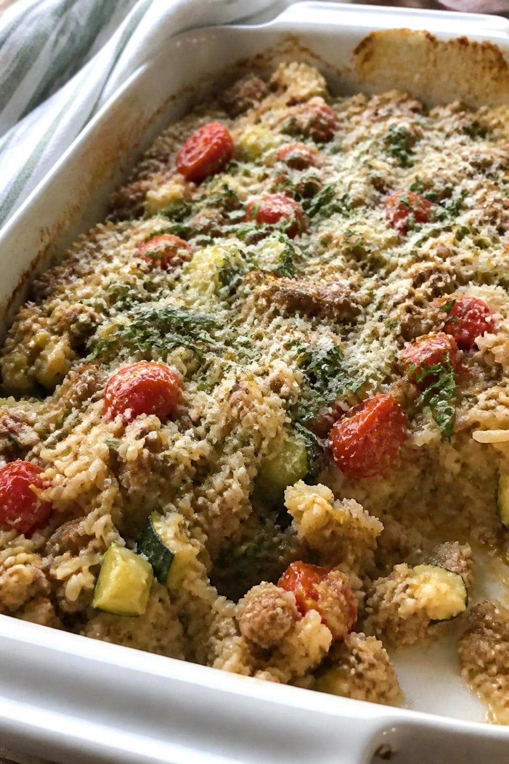 Turkey Zucchini and Basil Rice Casserole