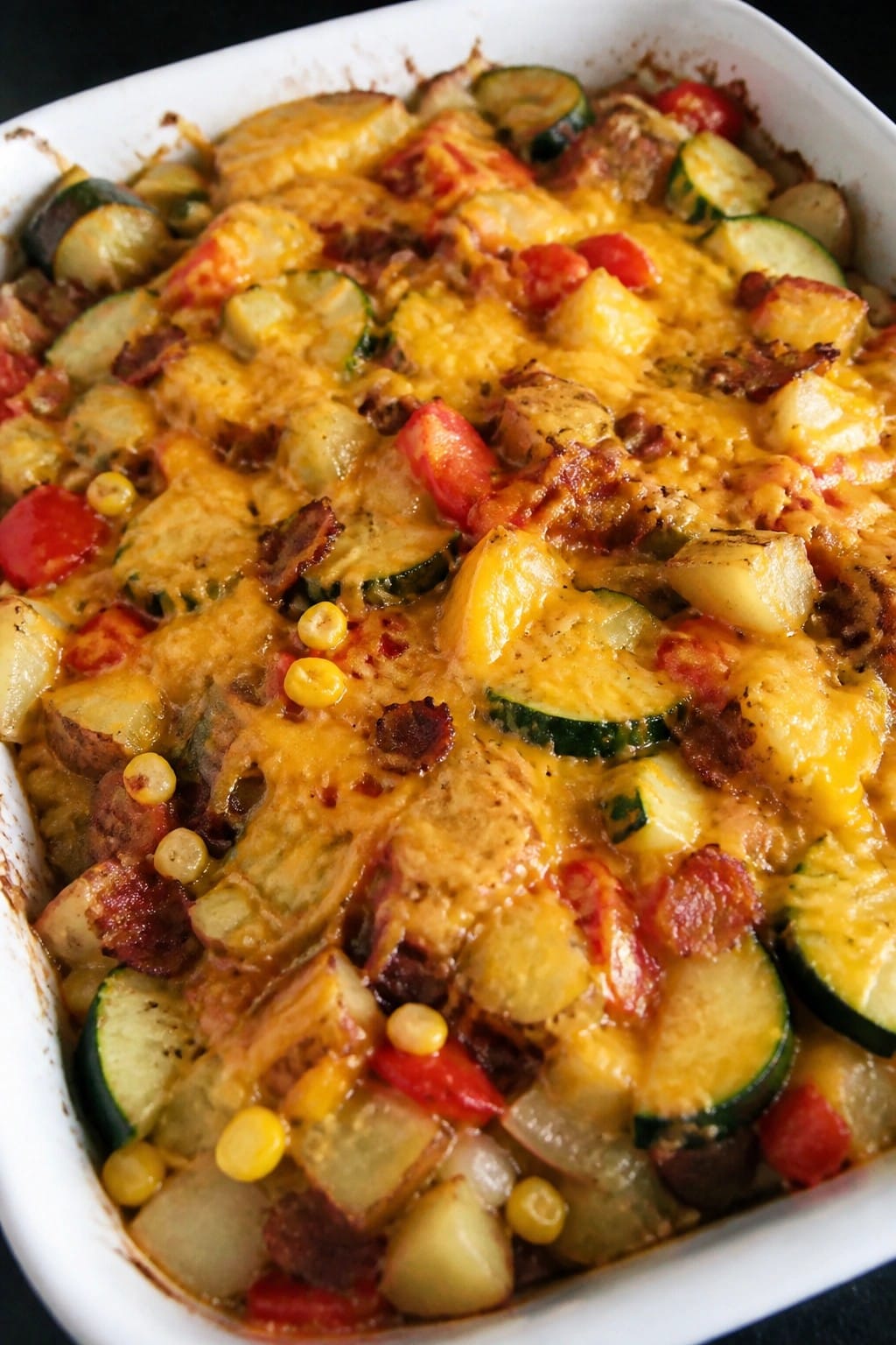 Cheesy Bacon and Potato Summer Vegetable Casserole