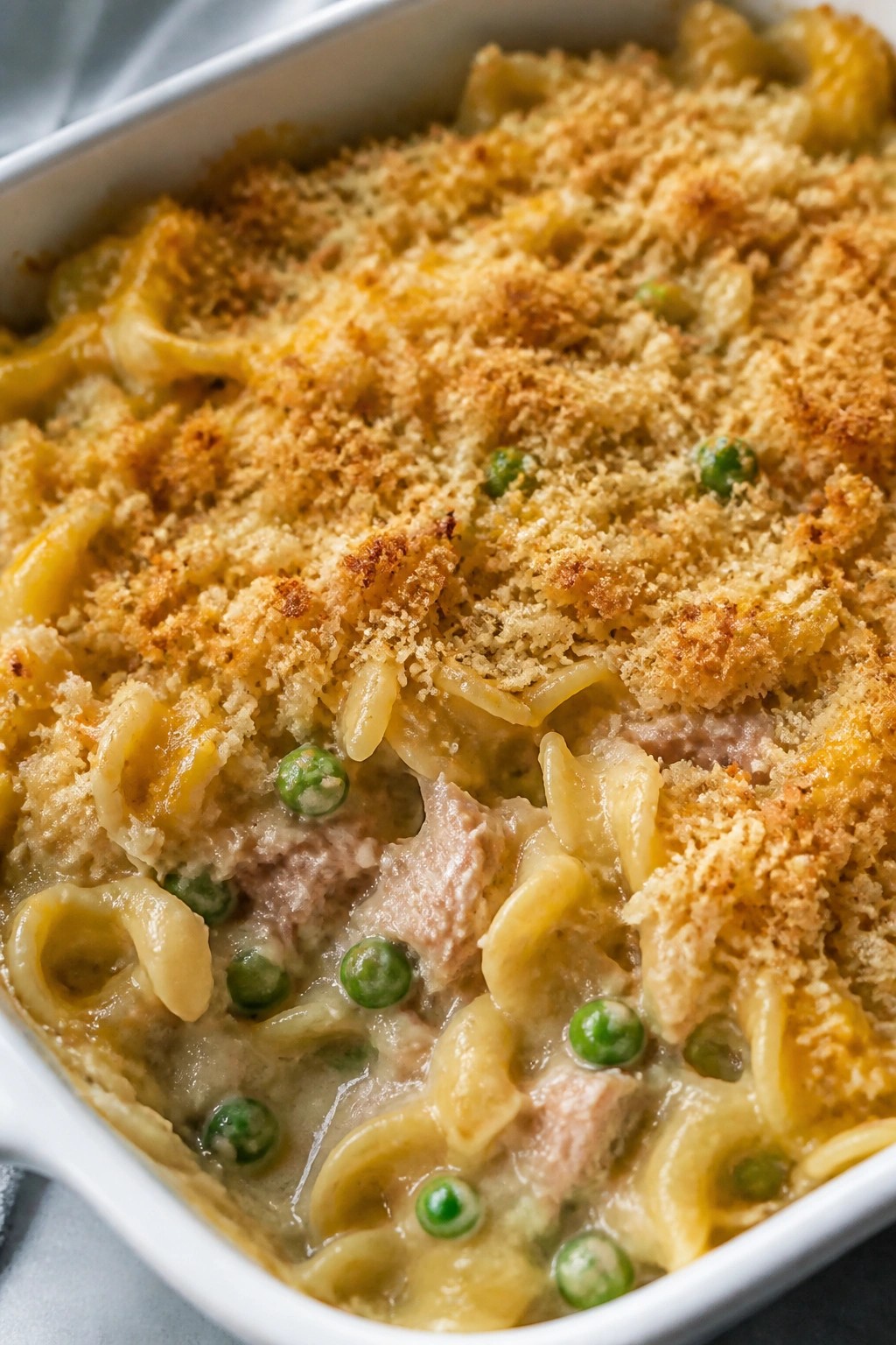 Classic Tuna Noodle Casserole with Crispy Breadcrumbs