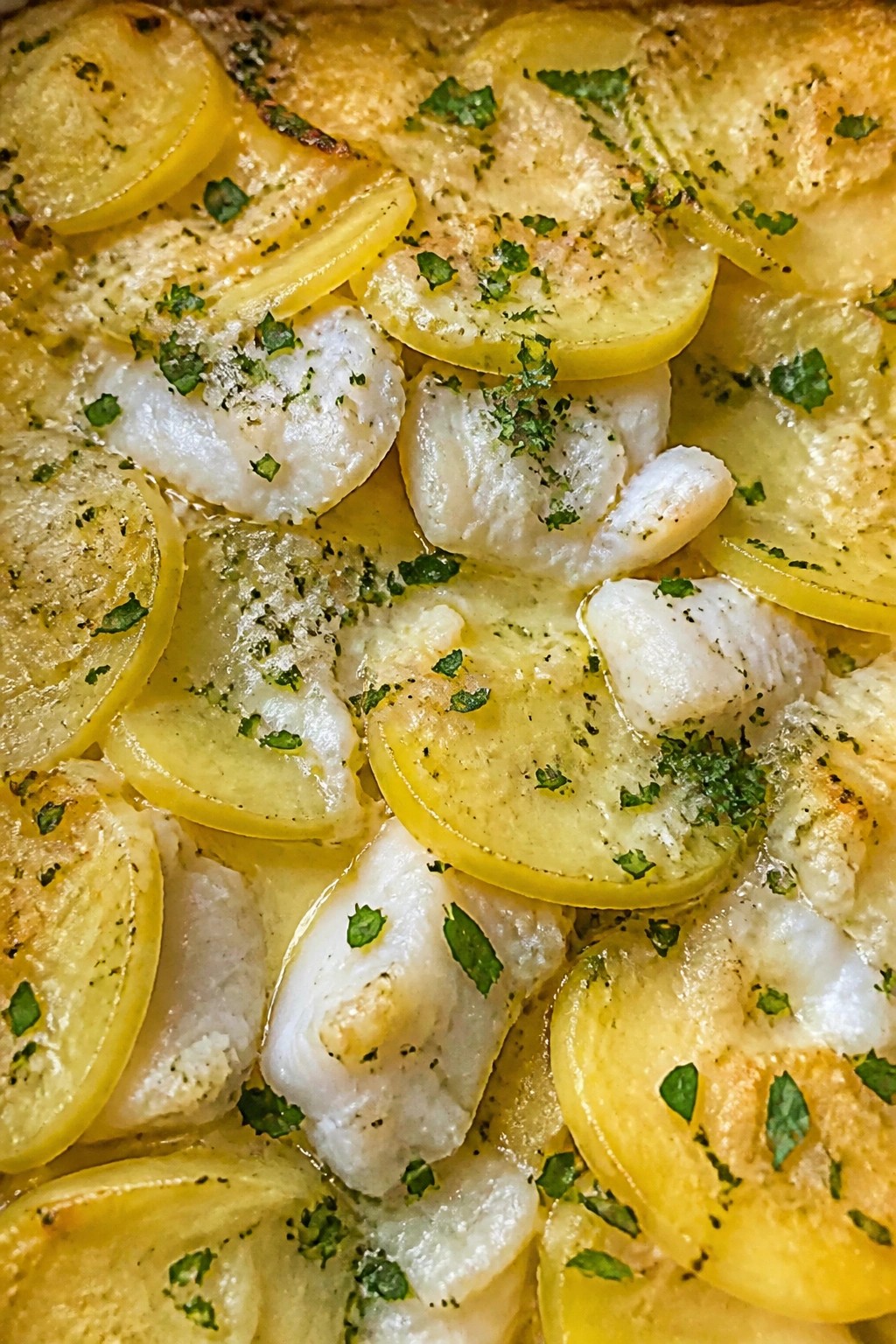 Garlic Butter Cod and Potato Casserole