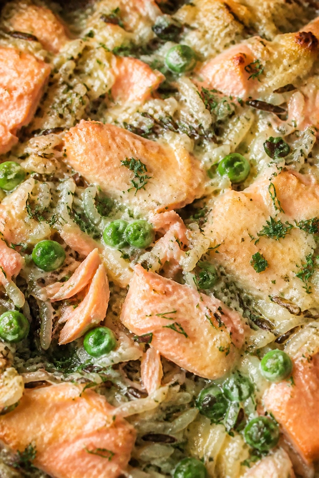 Herbed Salmon and Pea Wild Rice Casserole