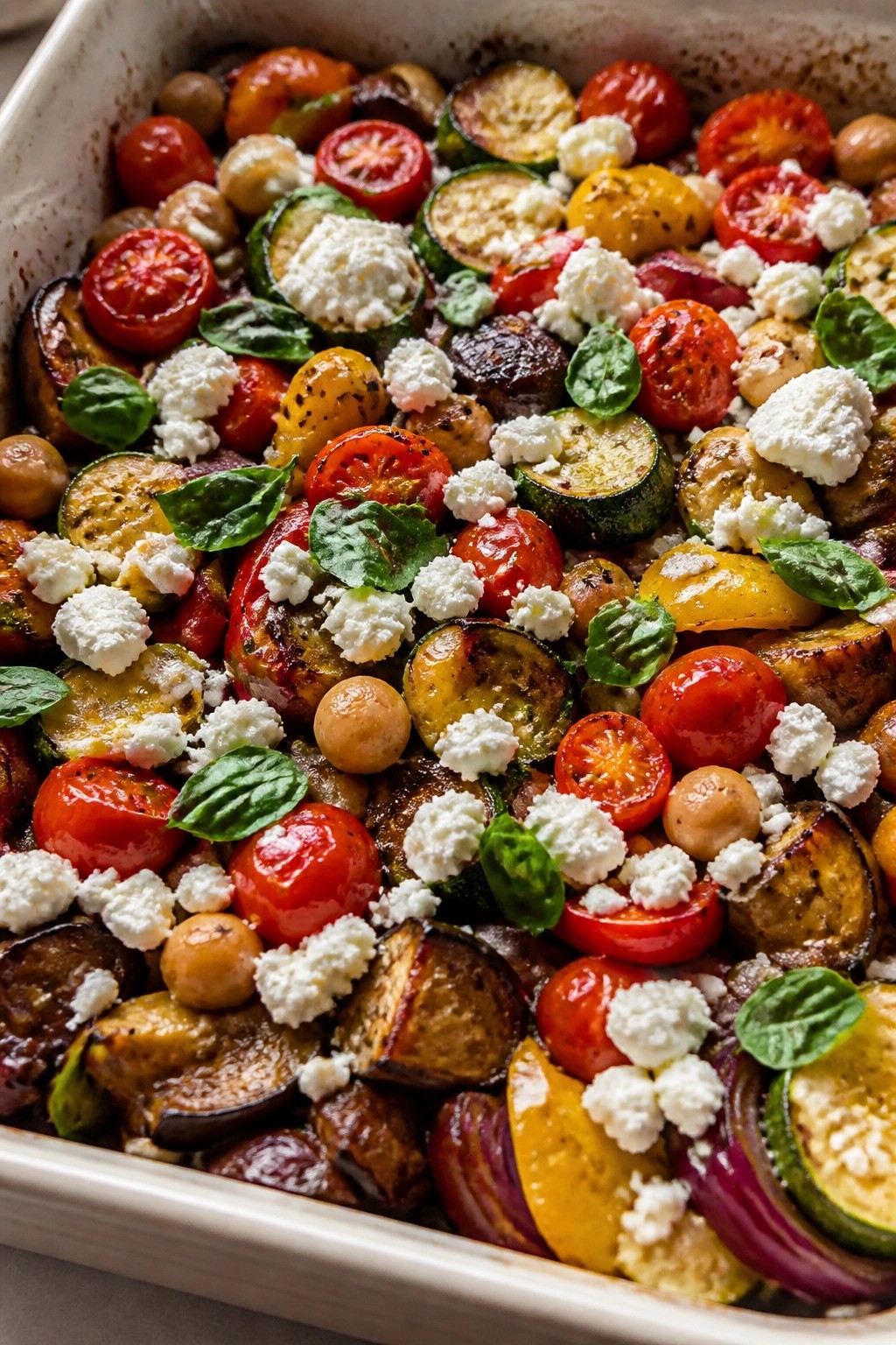 Mediterranean Roasted Vegetable and Feta Bake