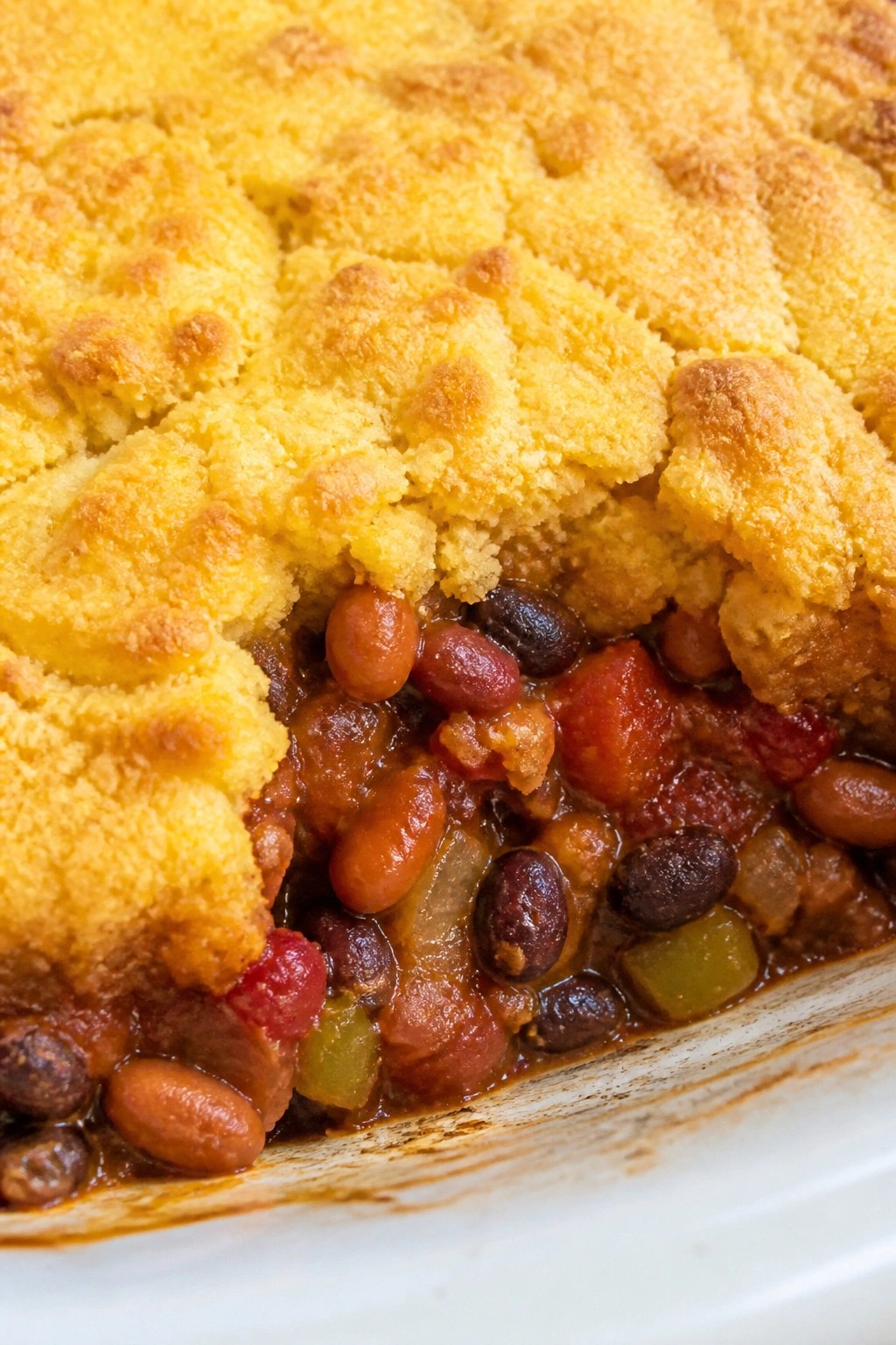 Three-Bean Chili Cornbread Casserole