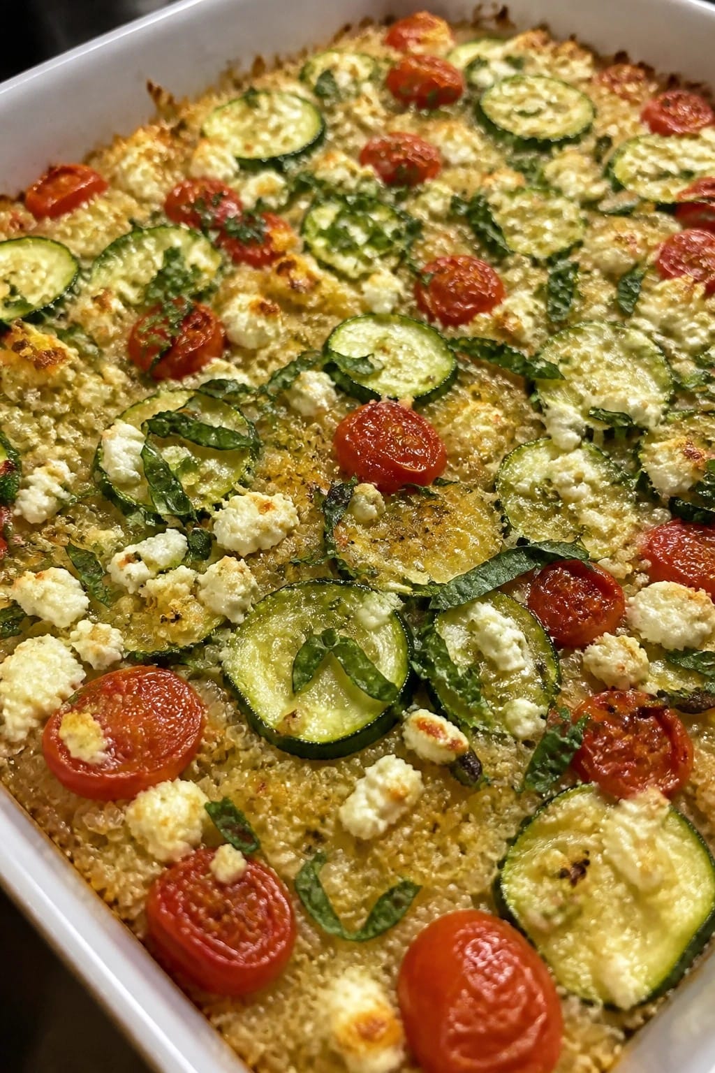 Quinoa Zucchini and Feta Vegetarian Casserole