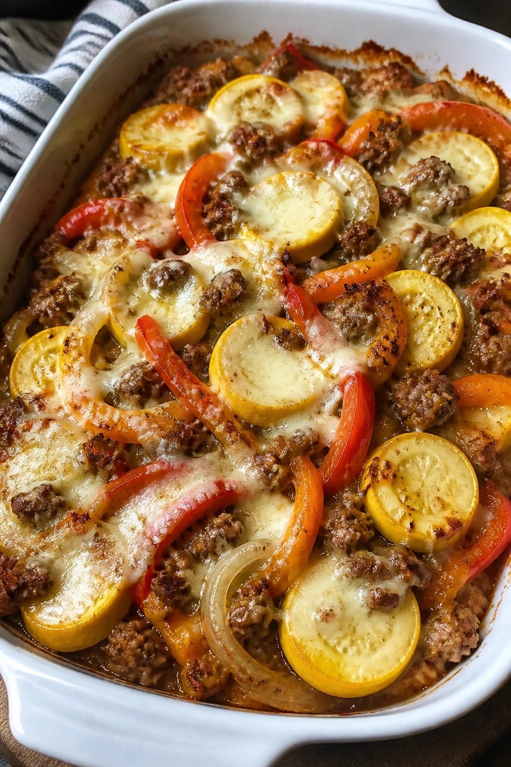 Summer Squash Sausage and Pepper Bake