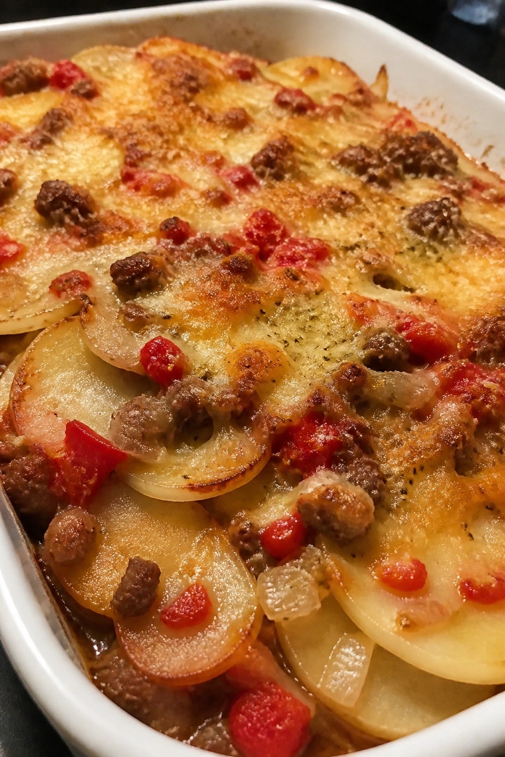 Italian Sausage and Roasted Red Pepper Potato Casserole