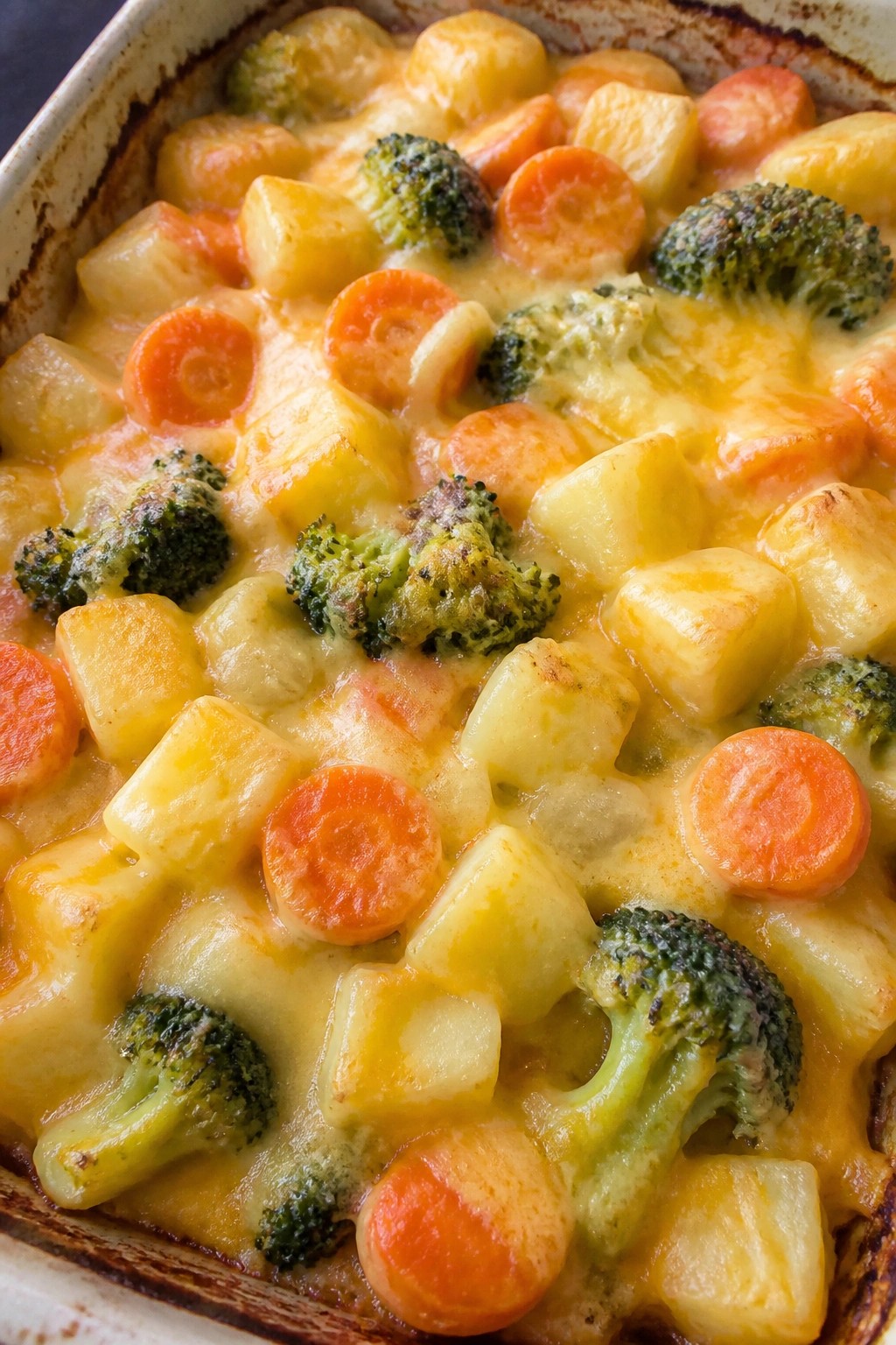 Loaded Veggie Potato Casserole with Three-Cheese Blend