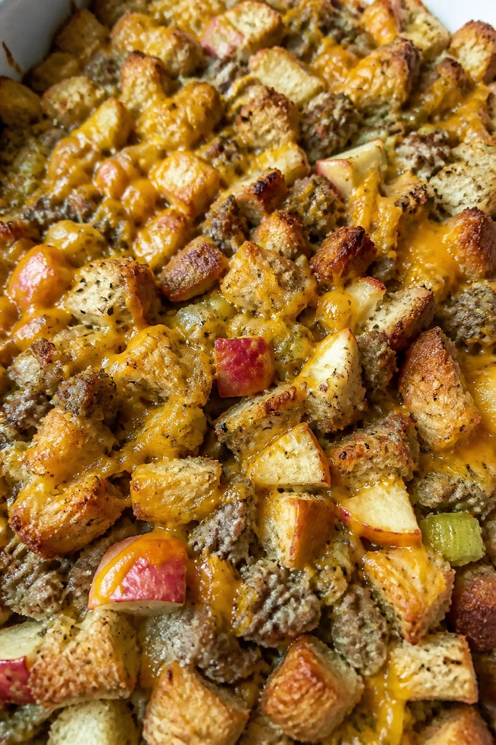Apple Sage Sausage Stuffing Casserole