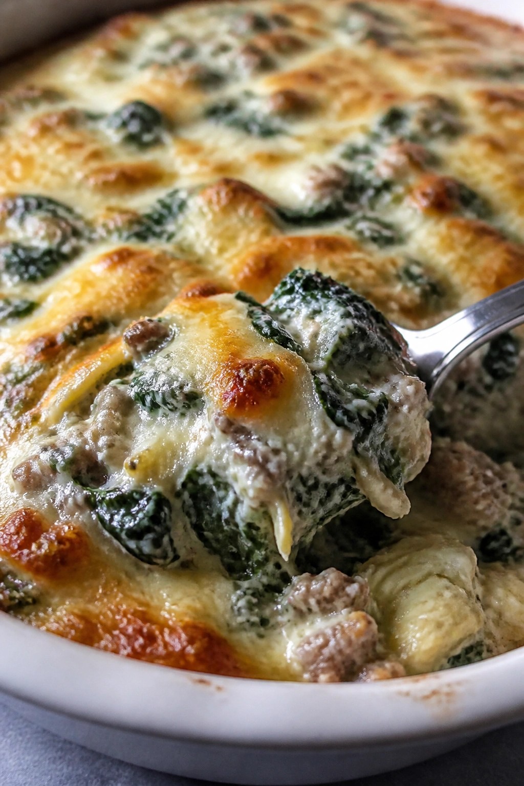 Sausage Spinach Artichoke Dip-Style Casserole