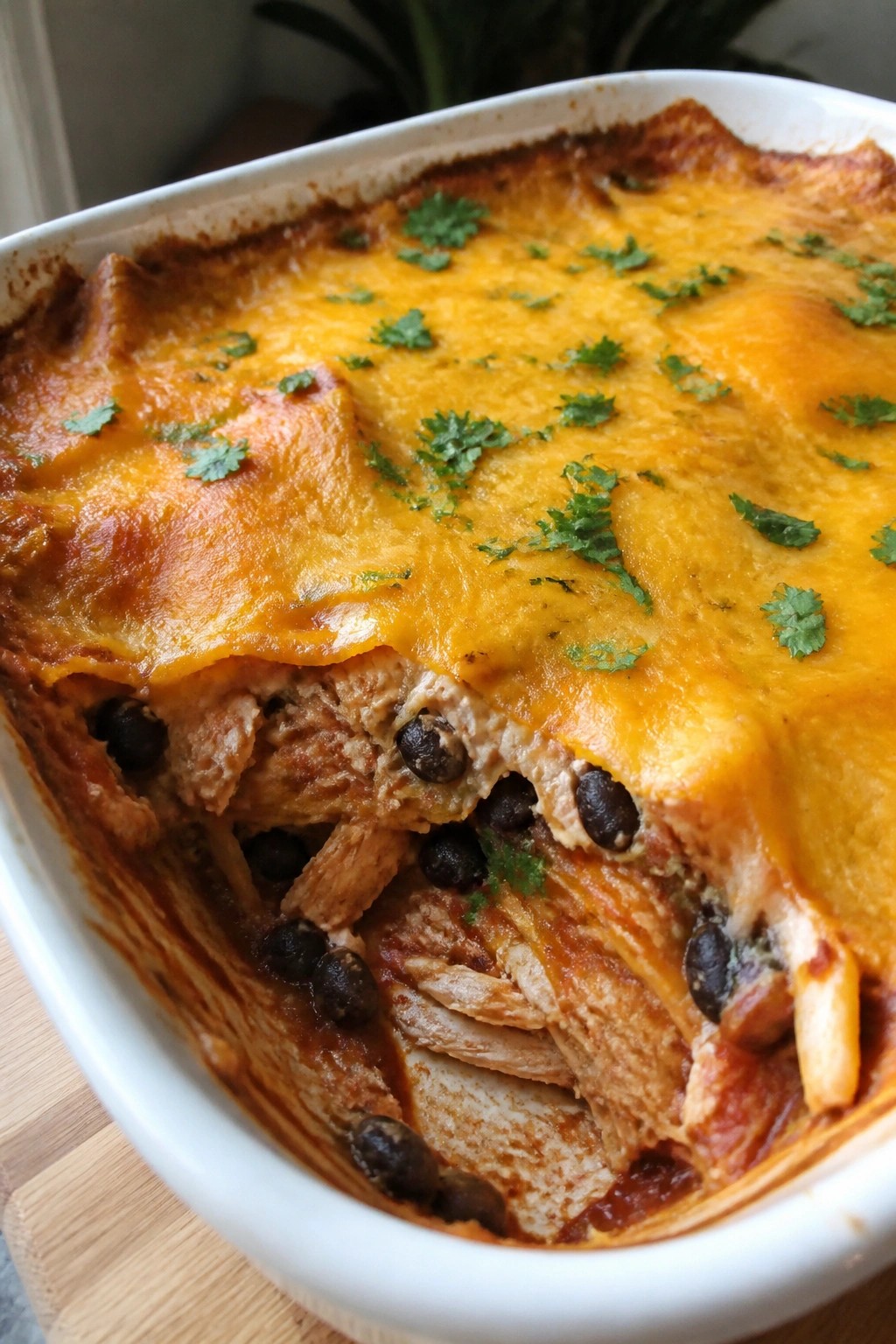 Mexican Chicken Tortilla Casserole with Black Beans