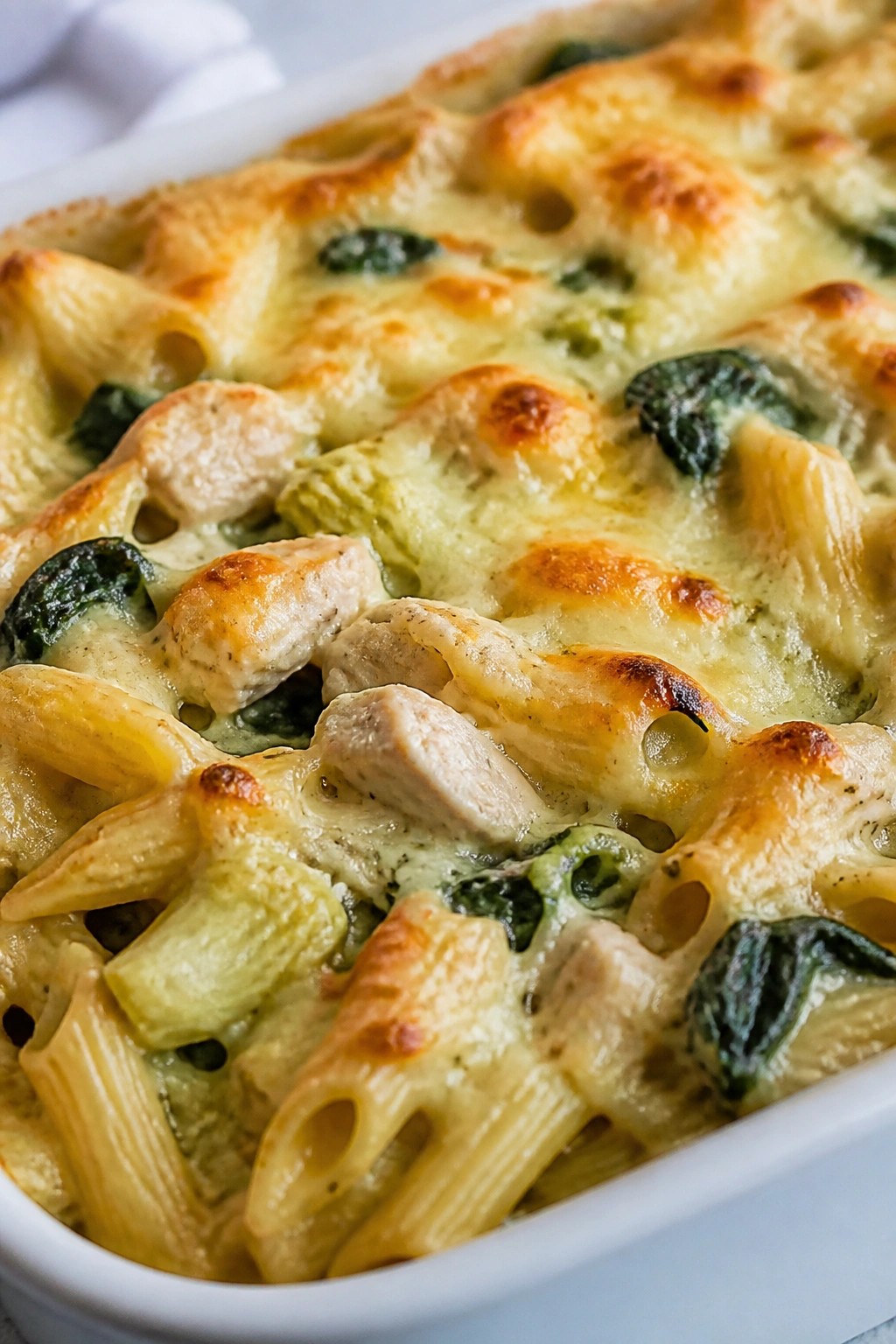 Spinach Artichoke Chicken Pasta Casserole