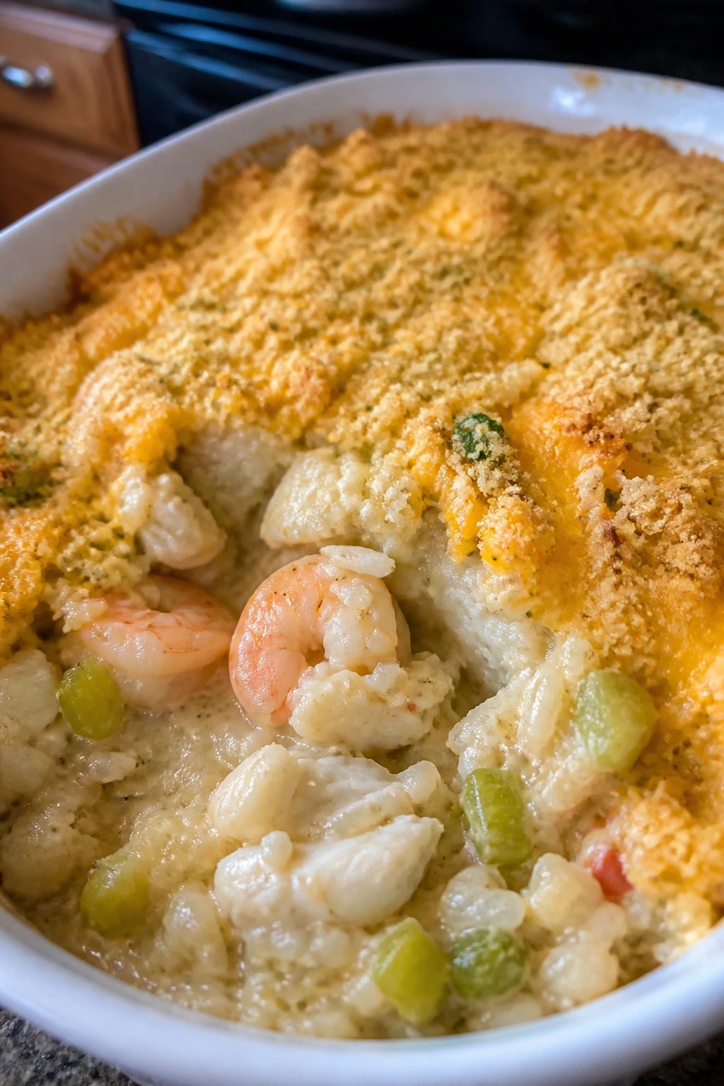 Shrimp and Crab Seafood Casserole with Rice