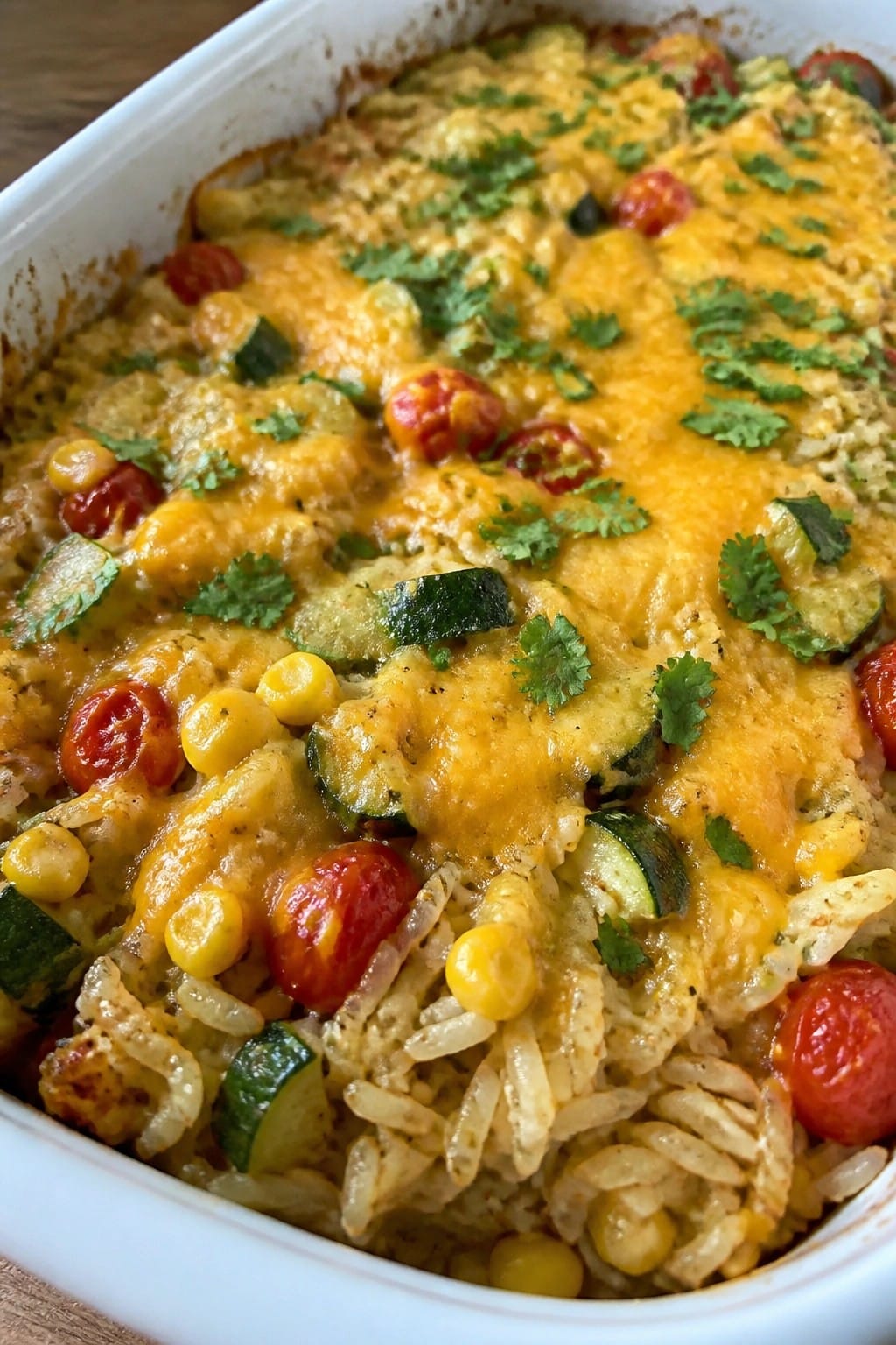 Cheesy Tex-Mex Rice and Roasted Vegetable Casserole